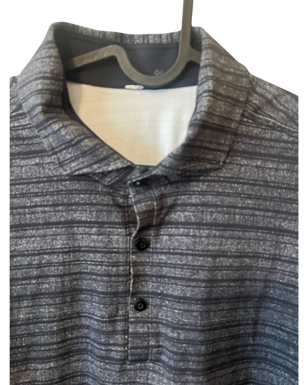 Lululemon Men's Striped Polo Shirt - Grey/Black, Size L