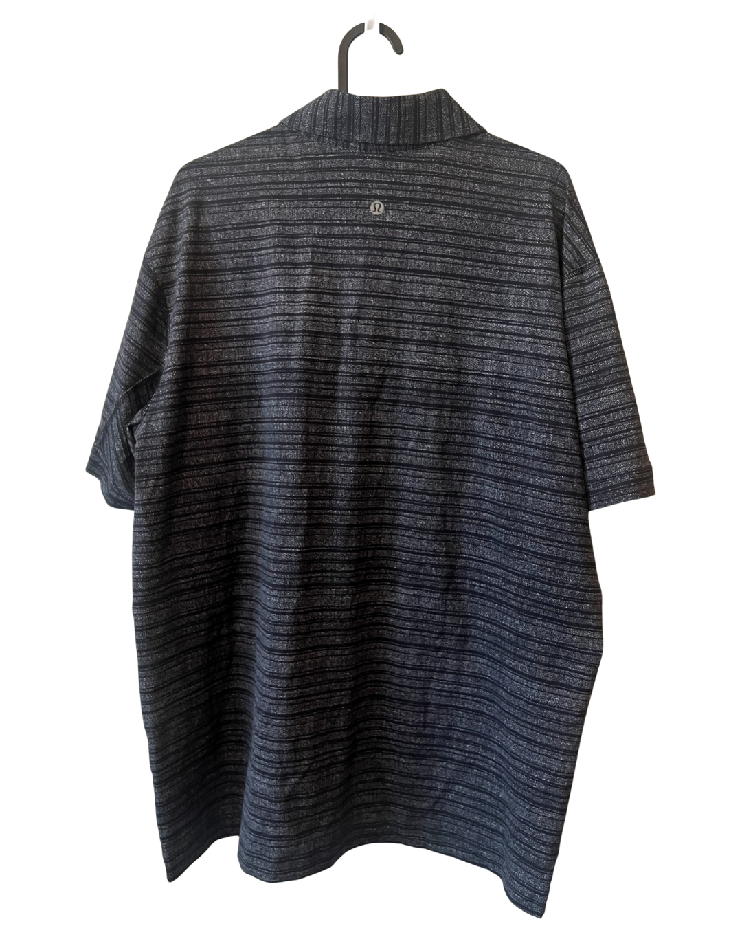 Lululemon Men's Striped Polo Shirt - Grey/Black, Size L
