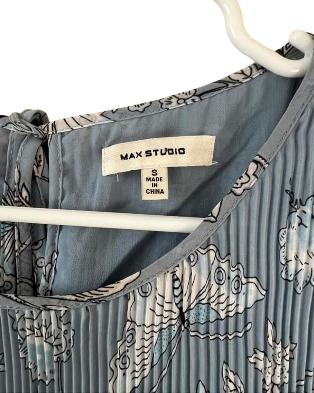 Max Studio Blue Floral Butterfly Print Sleeveless Shift Dress, Size S