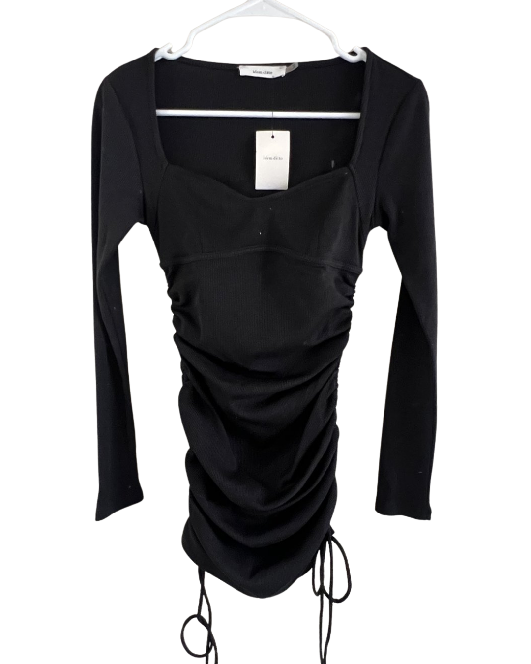 Idem Ditto Black Ruched Bodycon Mini Dress NWT Size S