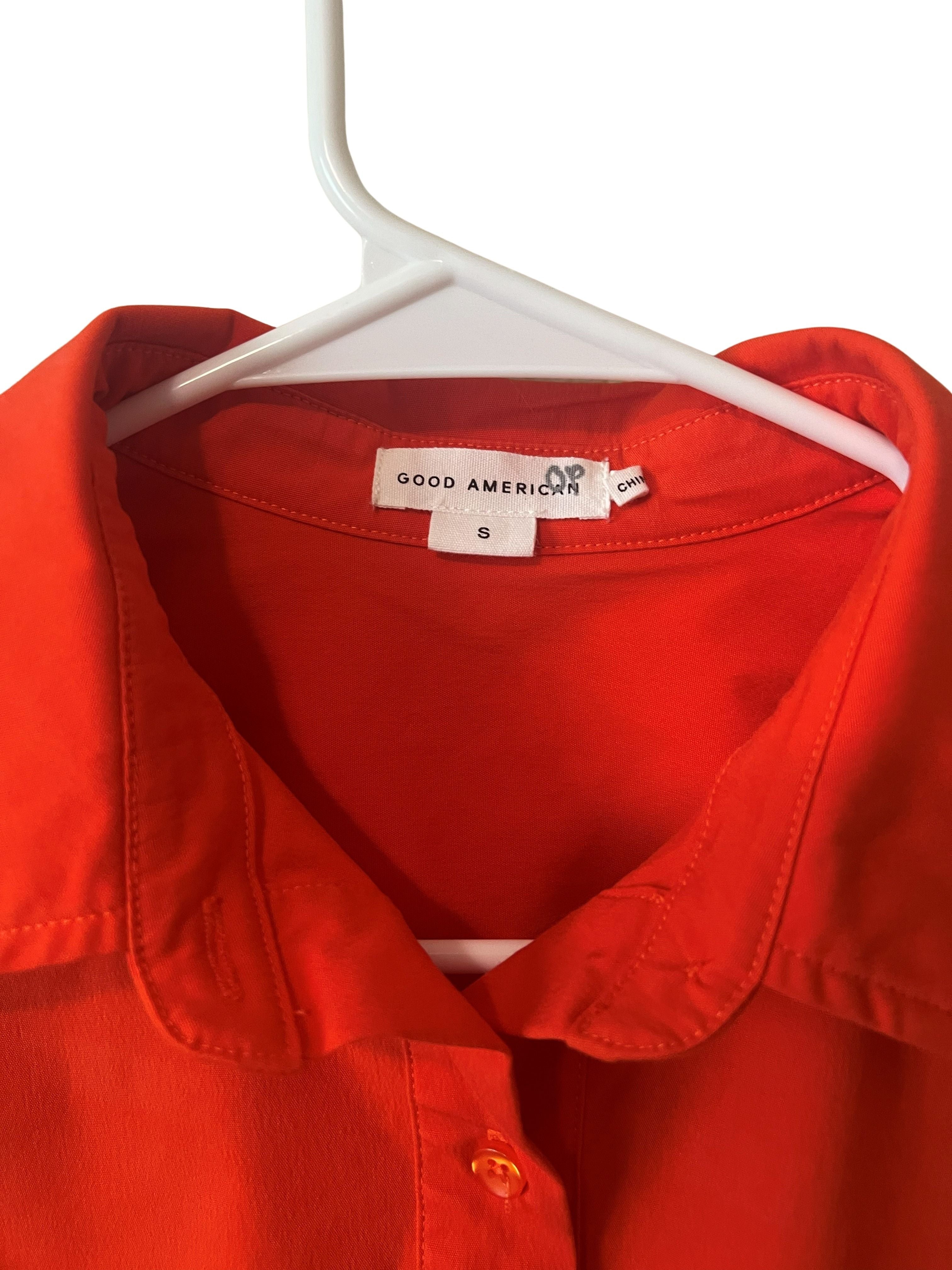 Good American Orange Button-Front Shirt Dress - Size S