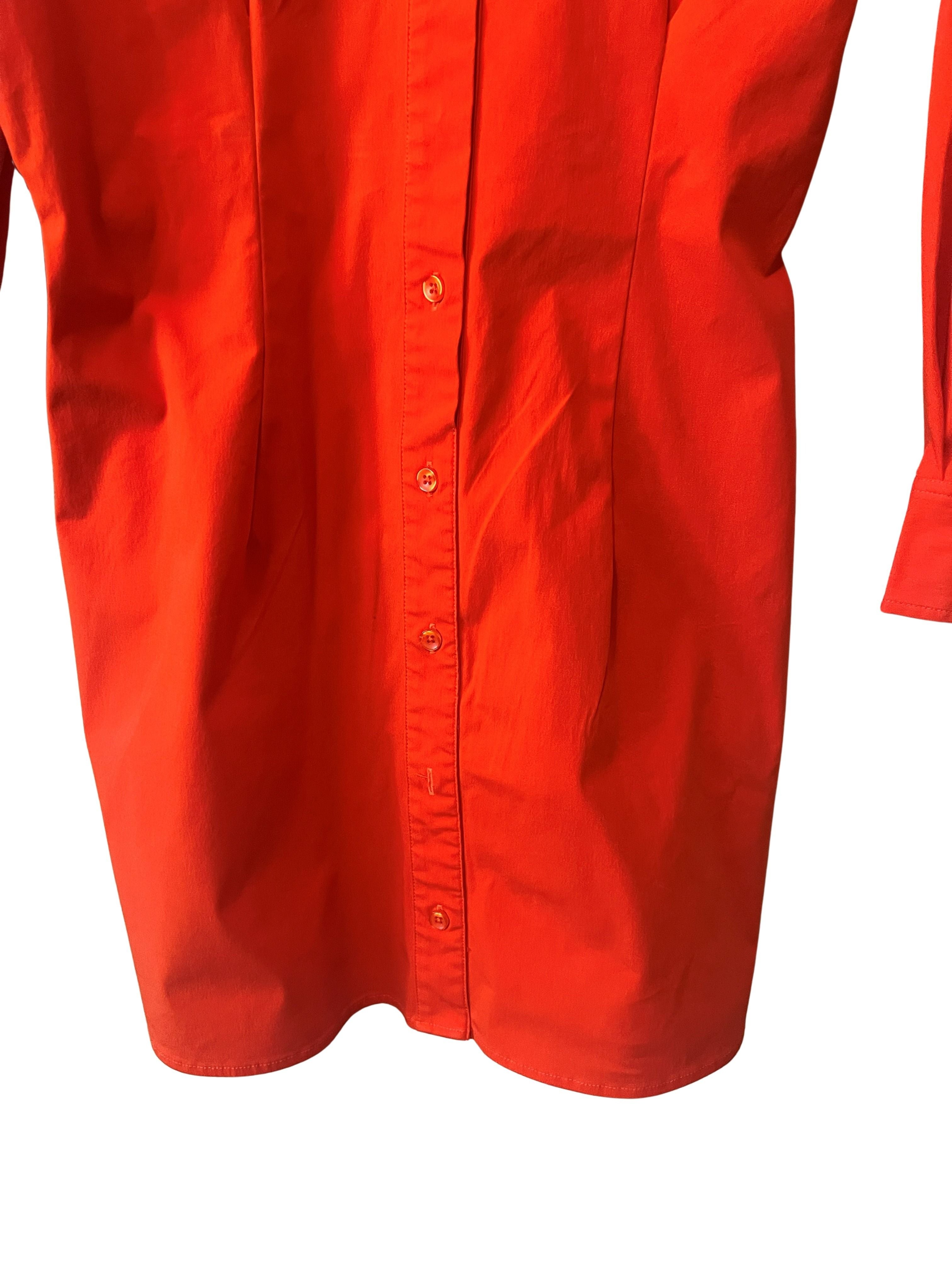 Good American Orange Button-Front Shirt Dress - Size S