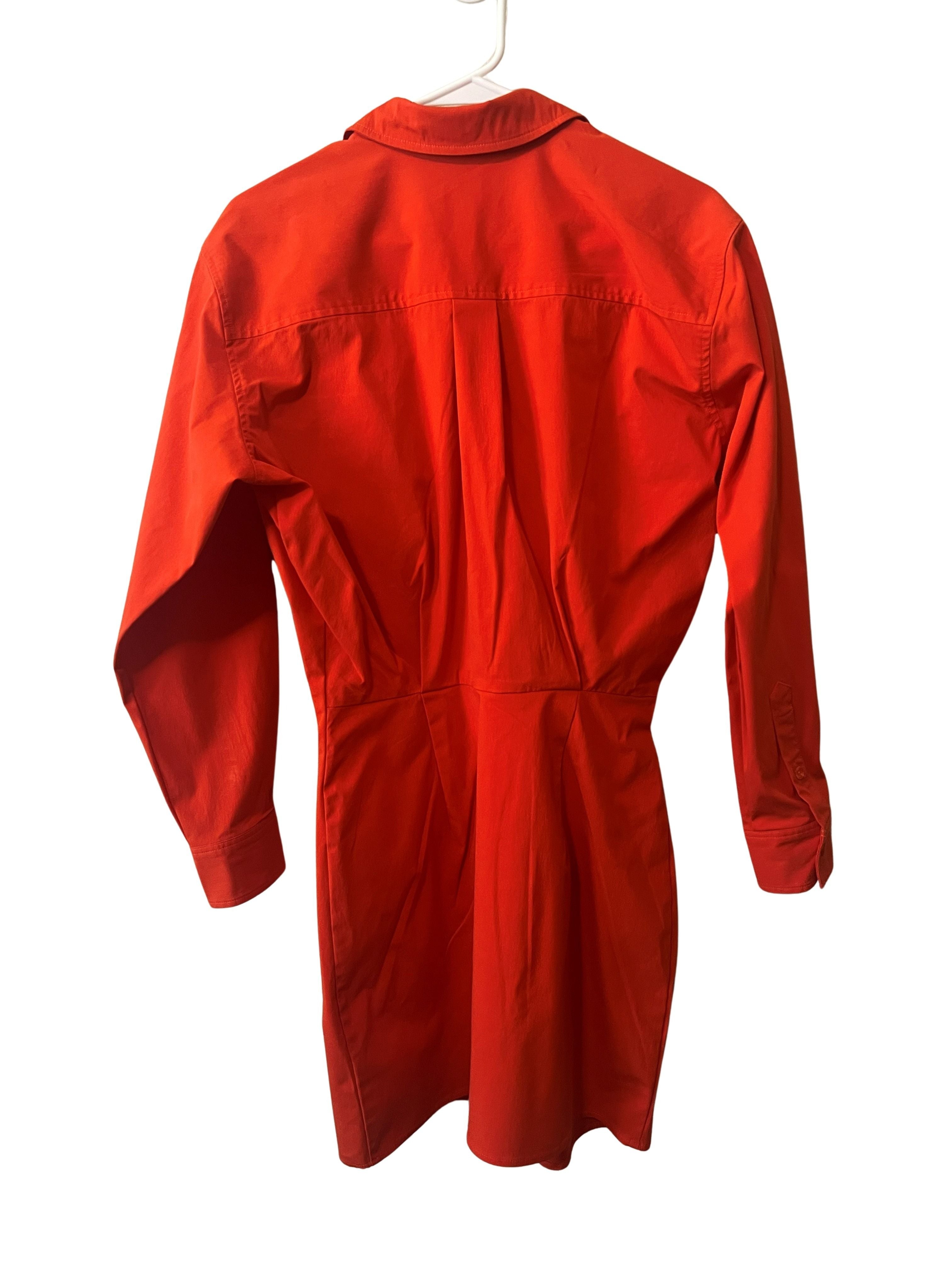 Good American Orange Button-Front Shirt Dress - Size S