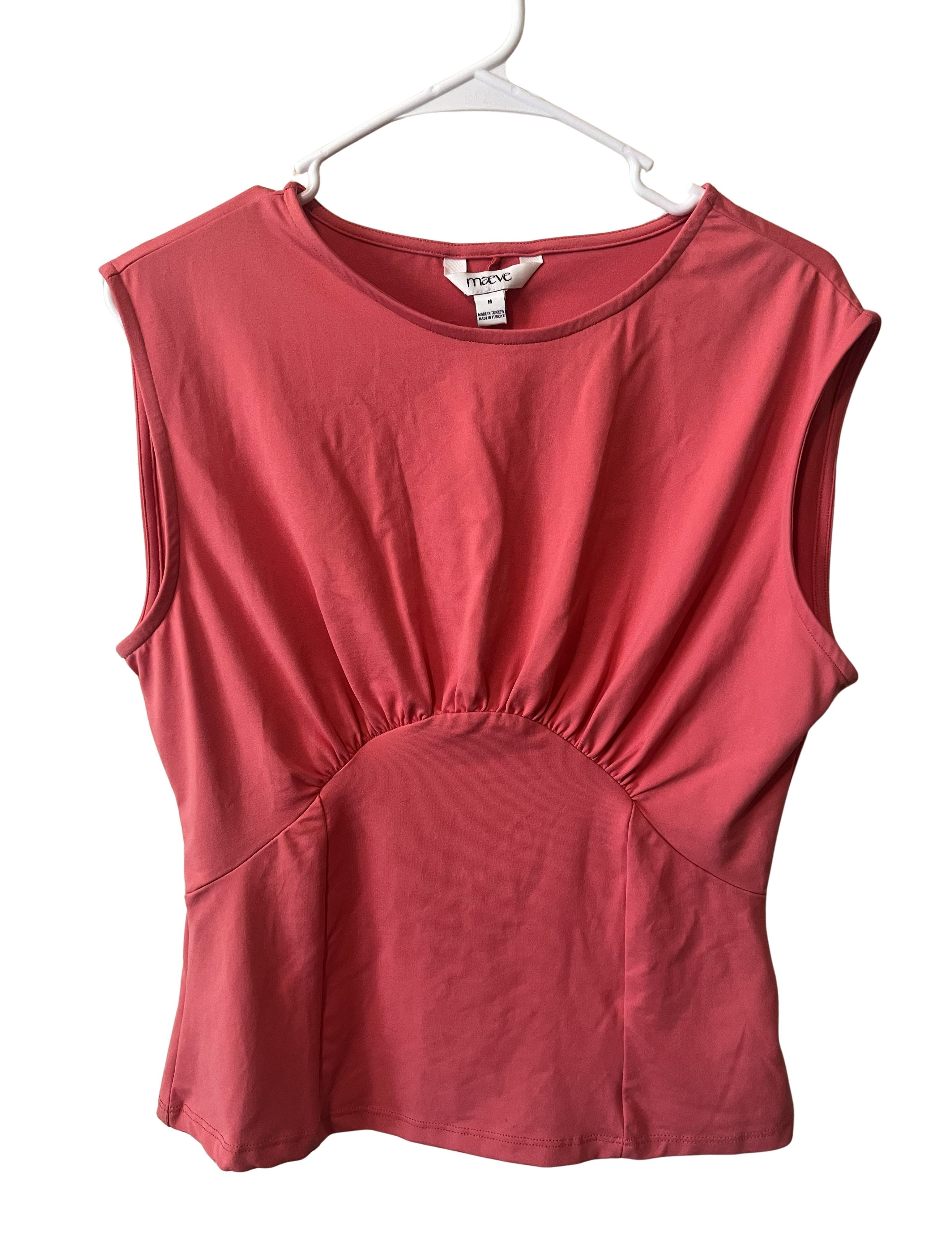Maeve Coral Pink Sleeveless Peplum Top Size M