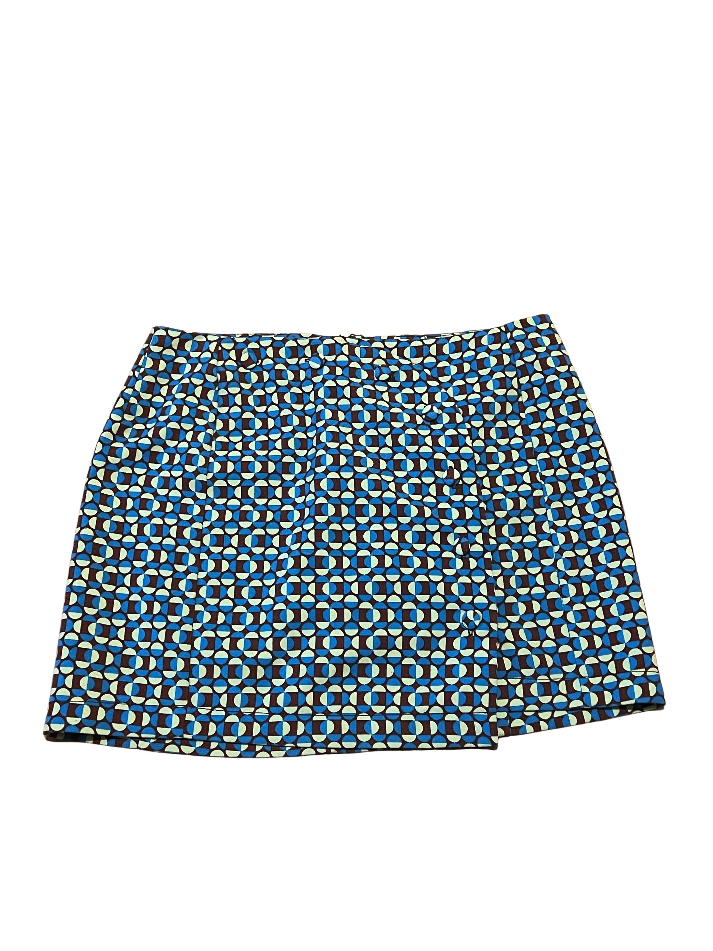 Urban Outfitters Blue Geometric Print Mini Skirt - Size M
