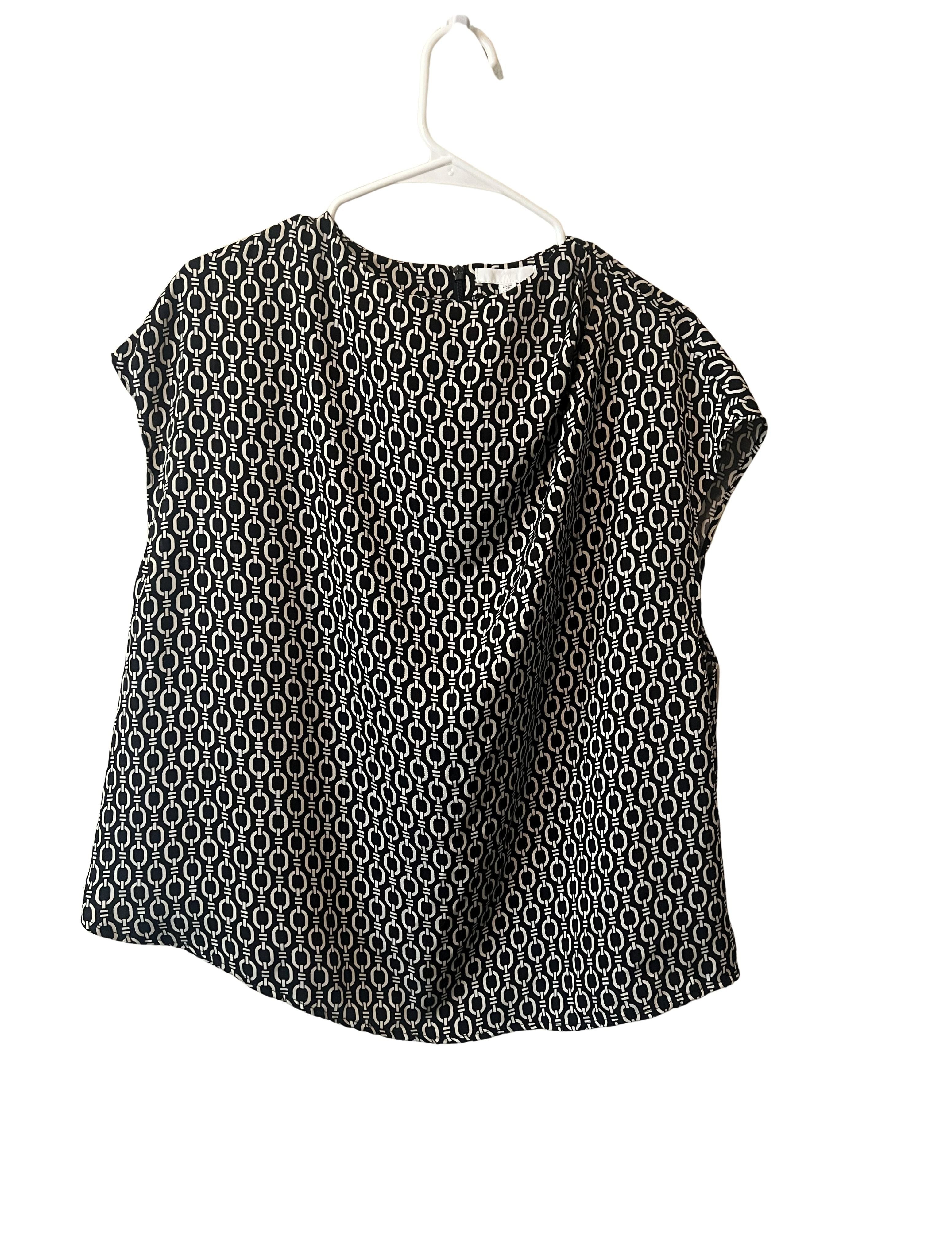 H&M Women's XL Black White Chain Link Print Sleeveless Blouse