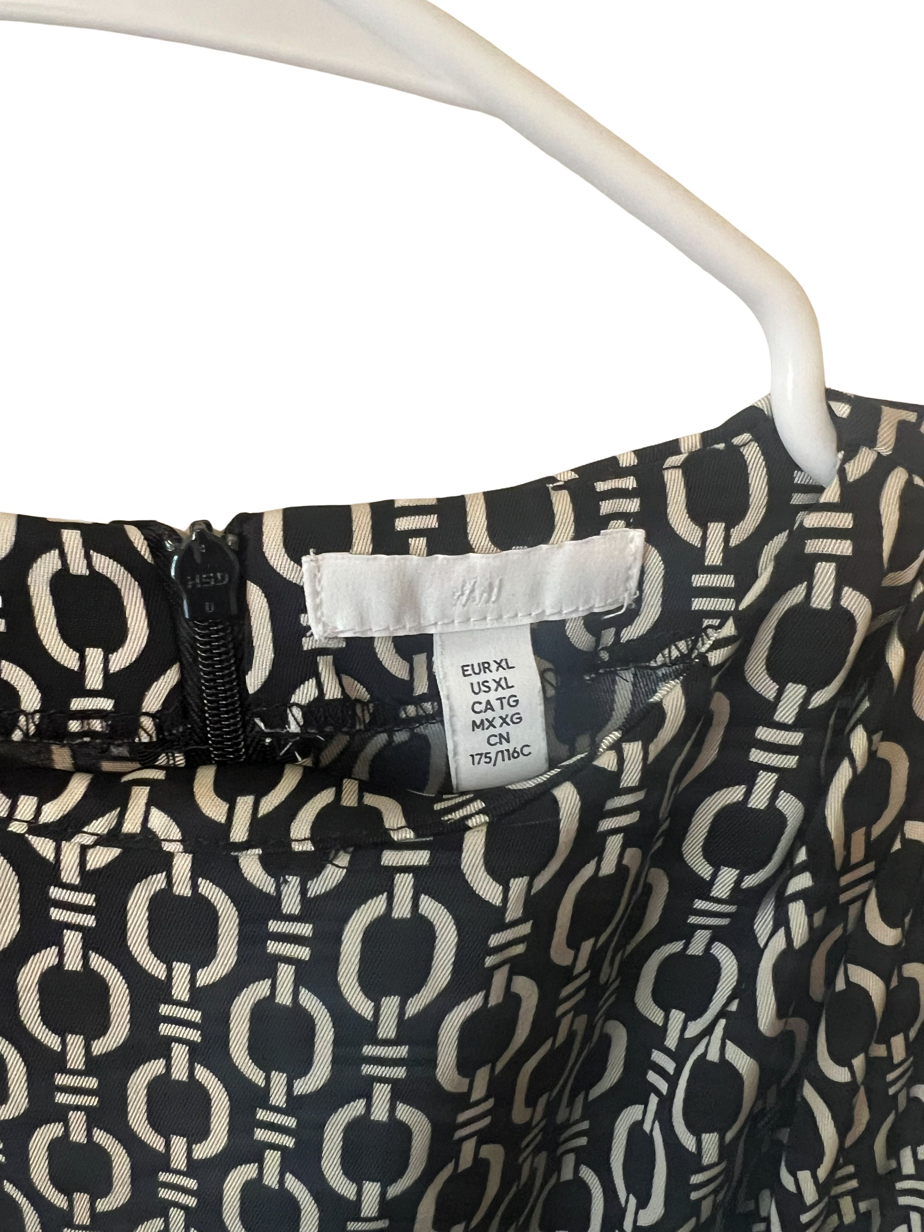 H&M Women's XL Black White Chain Link Print Sleeveless Blouse