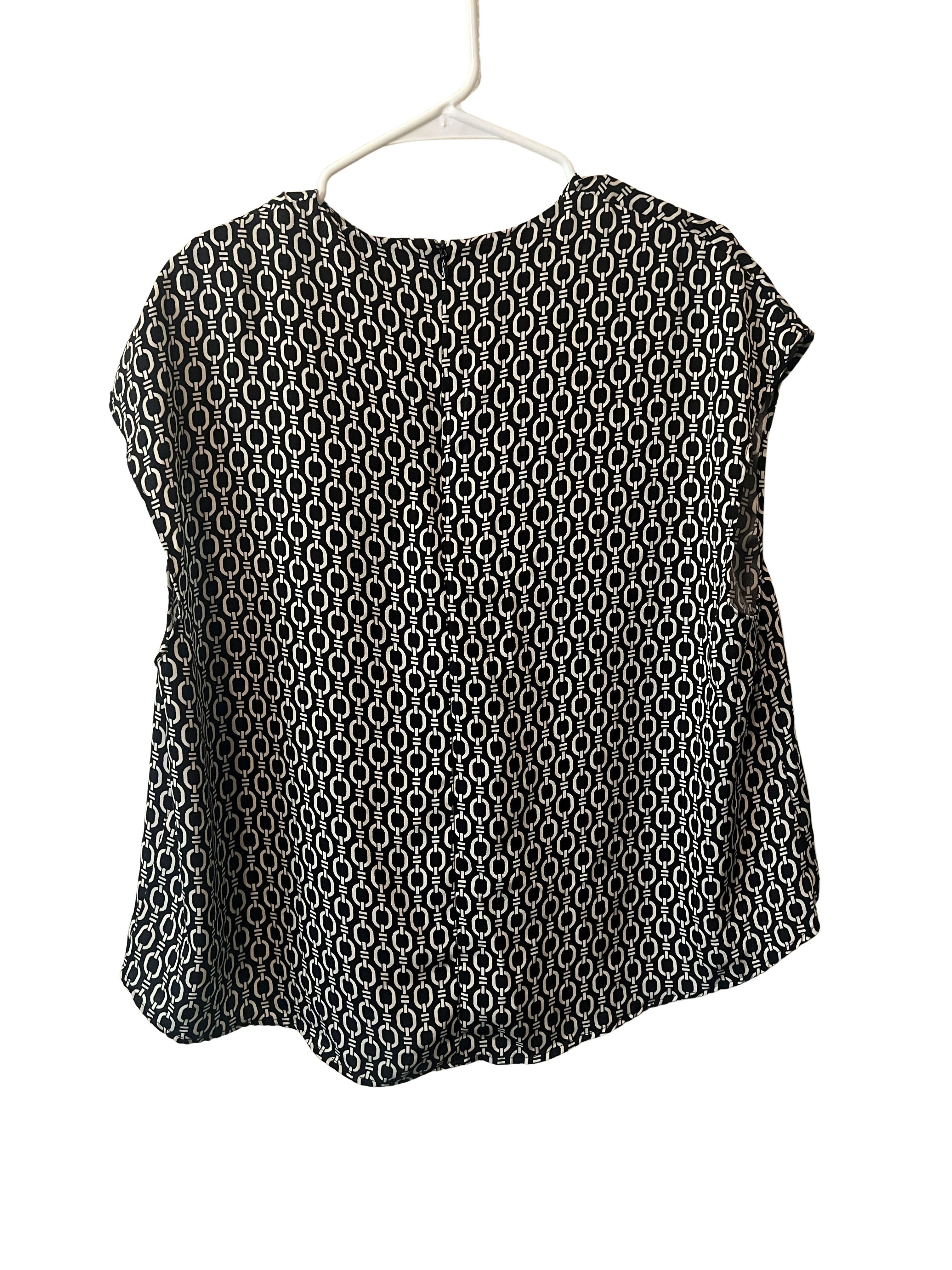 H&M Women's XL Black White Chain Link Print Sleeveless Blouse