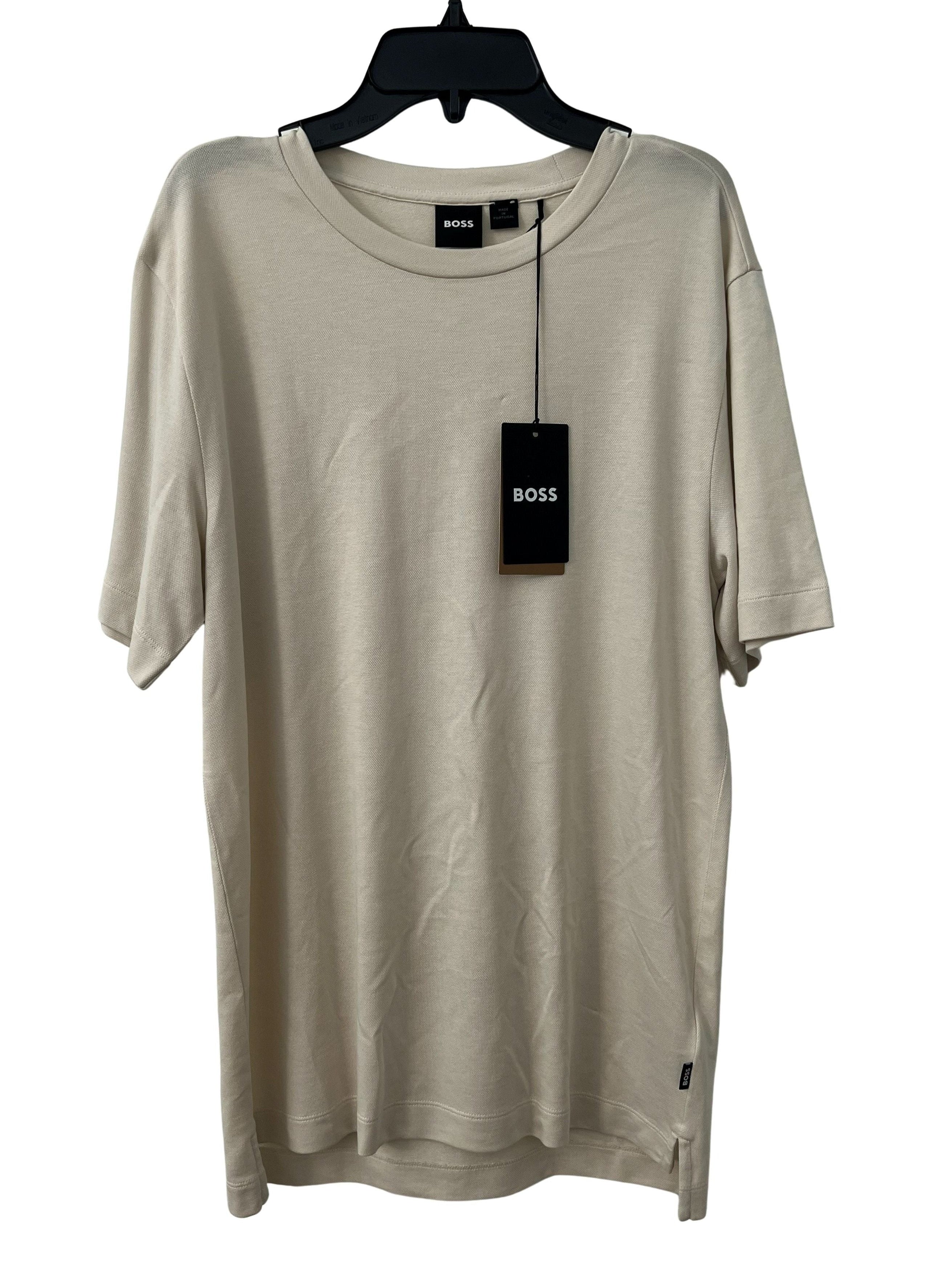 BOSS Men's Beige Pique T-Shirt NWT - Lyocell Cotton Blend
