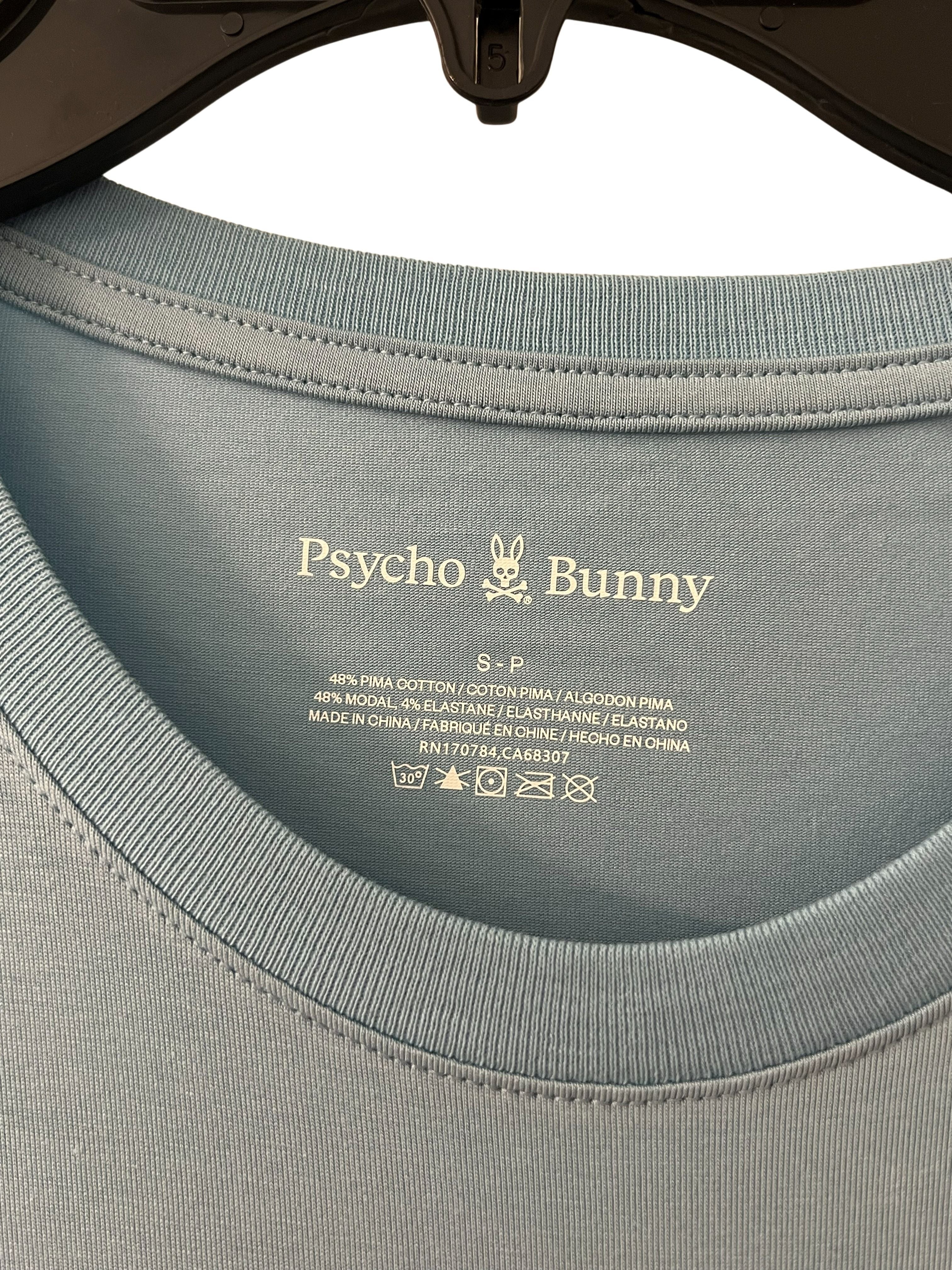 Psycho Bunny Men's Pocket T-Shirt Light Blue Size S NWT