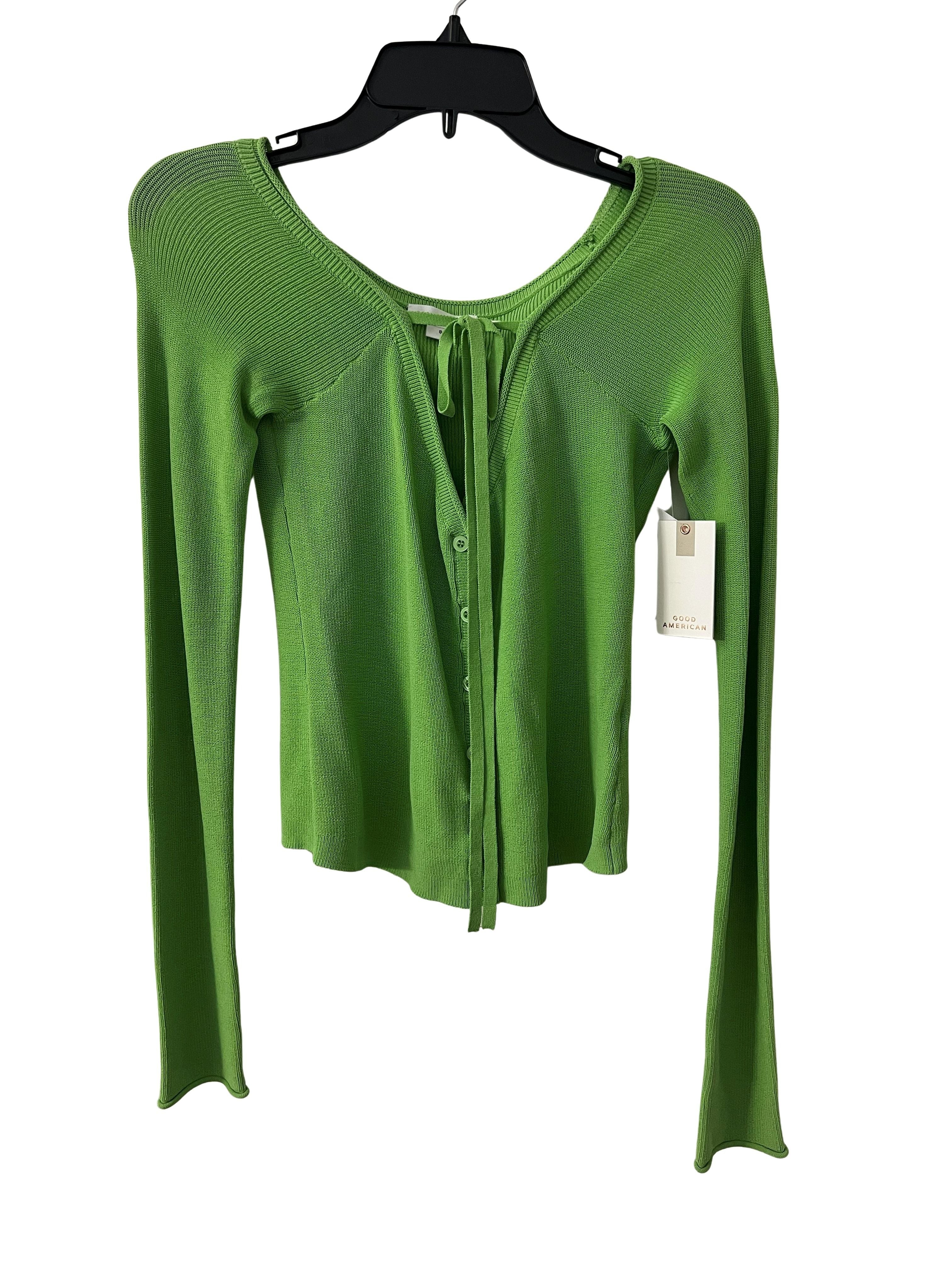 Good American Green Knit Cardigan/Top with Tie Front - Size S NWT