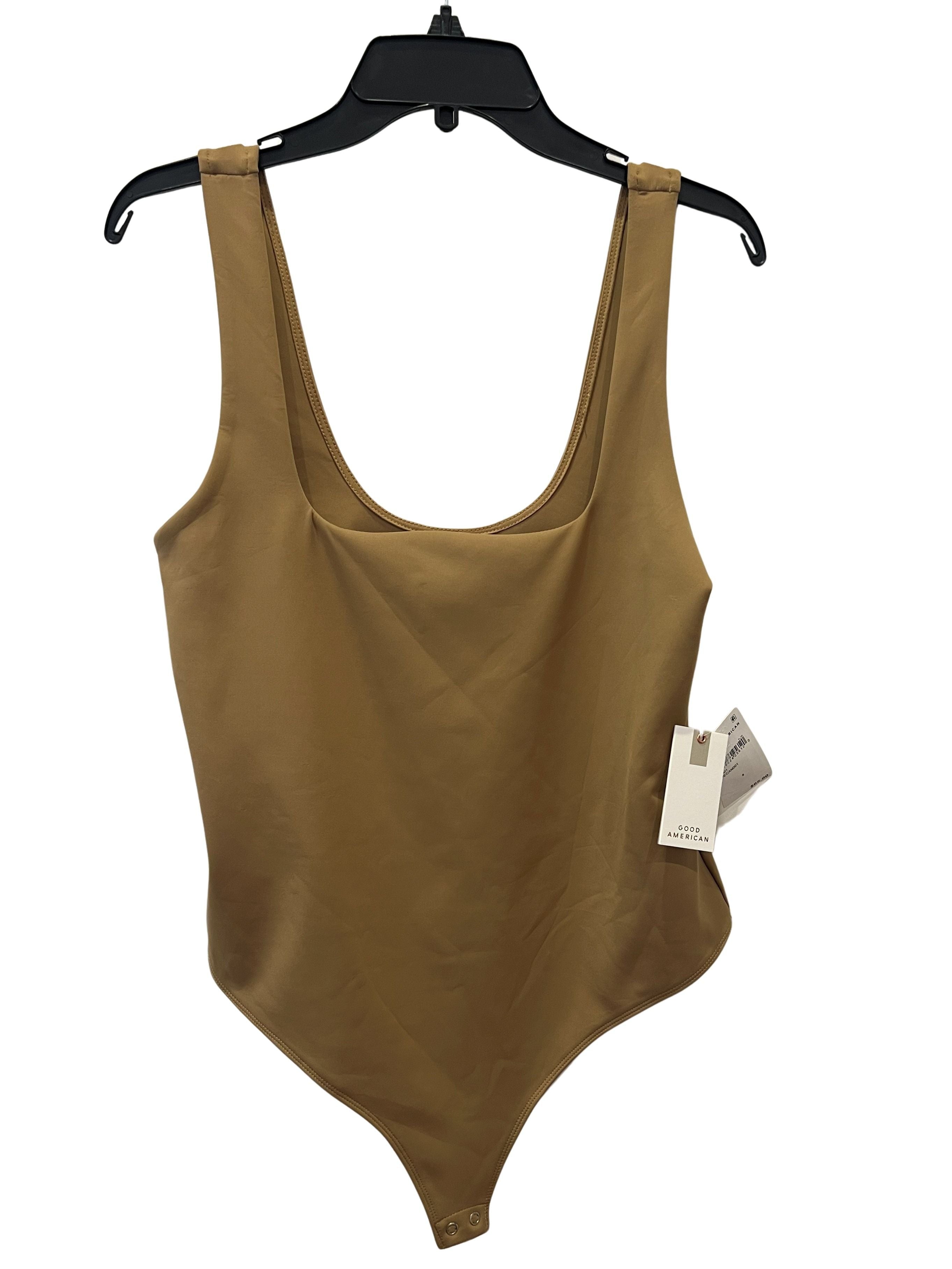 Good American Pecan Tan Scoop Neck Thong Bodysuit Size 5 NWT