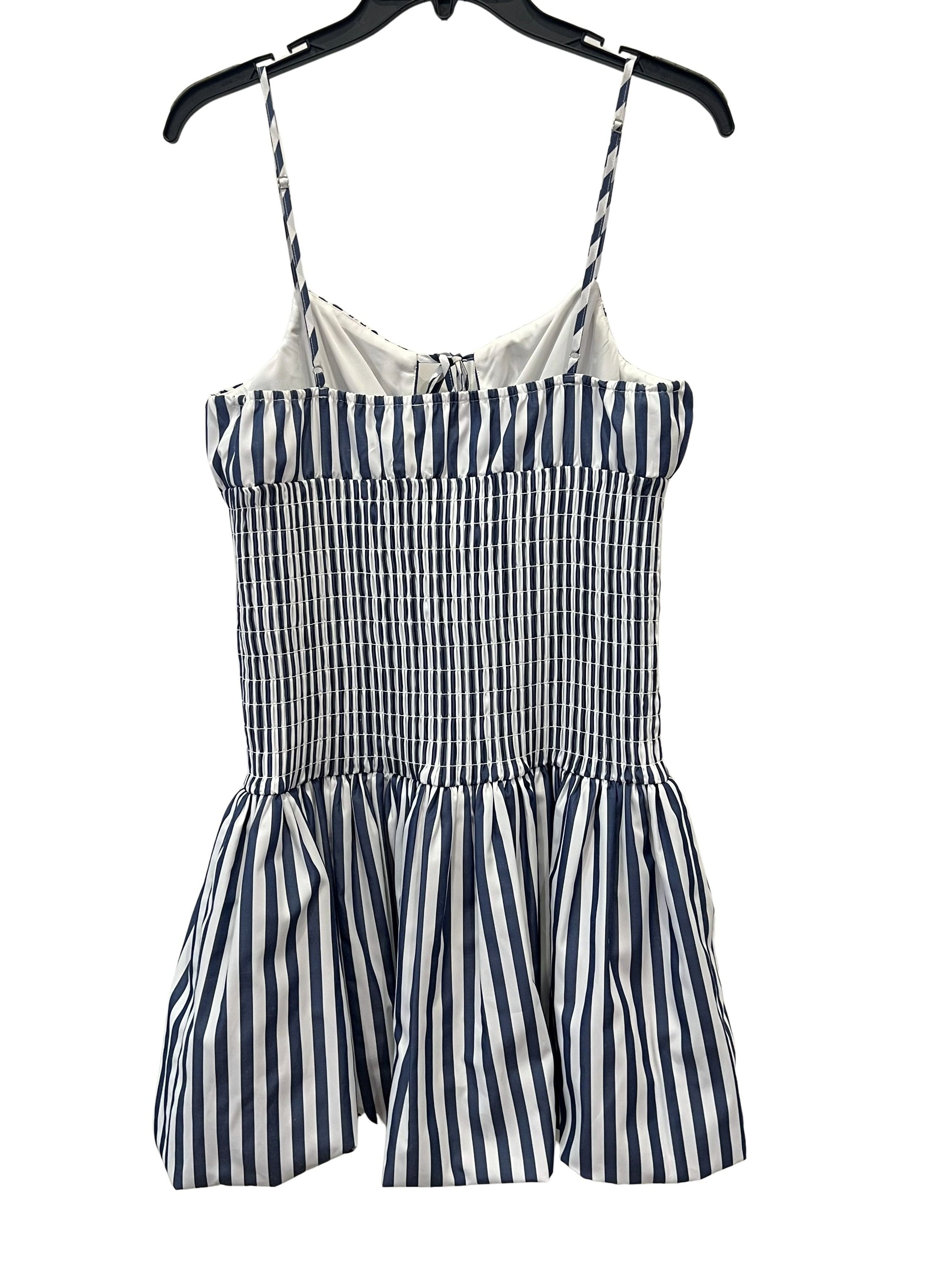 Gianni Bini Navy & White Striped Smocked Fit-and-Flare Dress NWT
