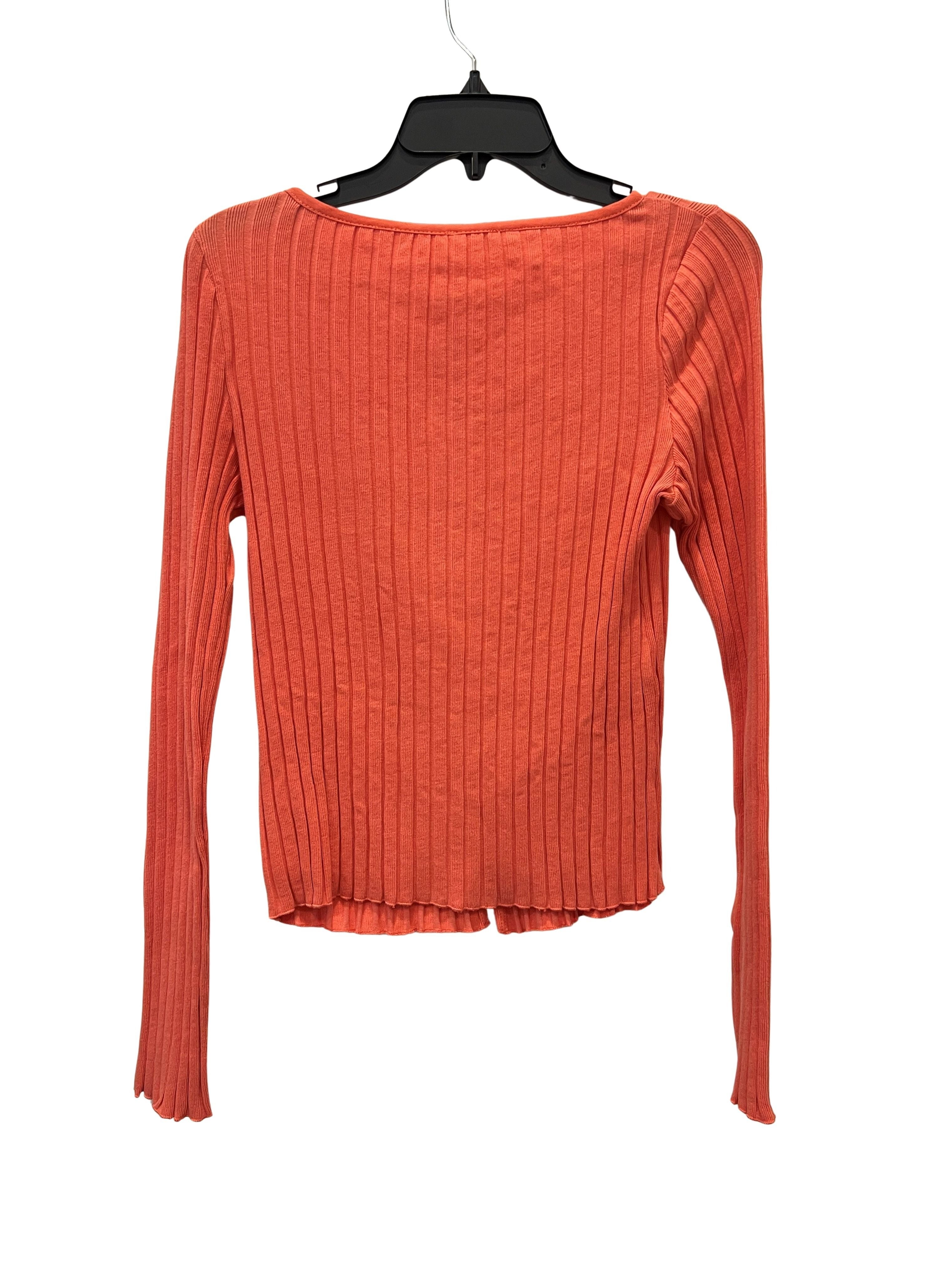 Free People Coral Ribbed Button-Front Long Sleeve Top NWT Size S