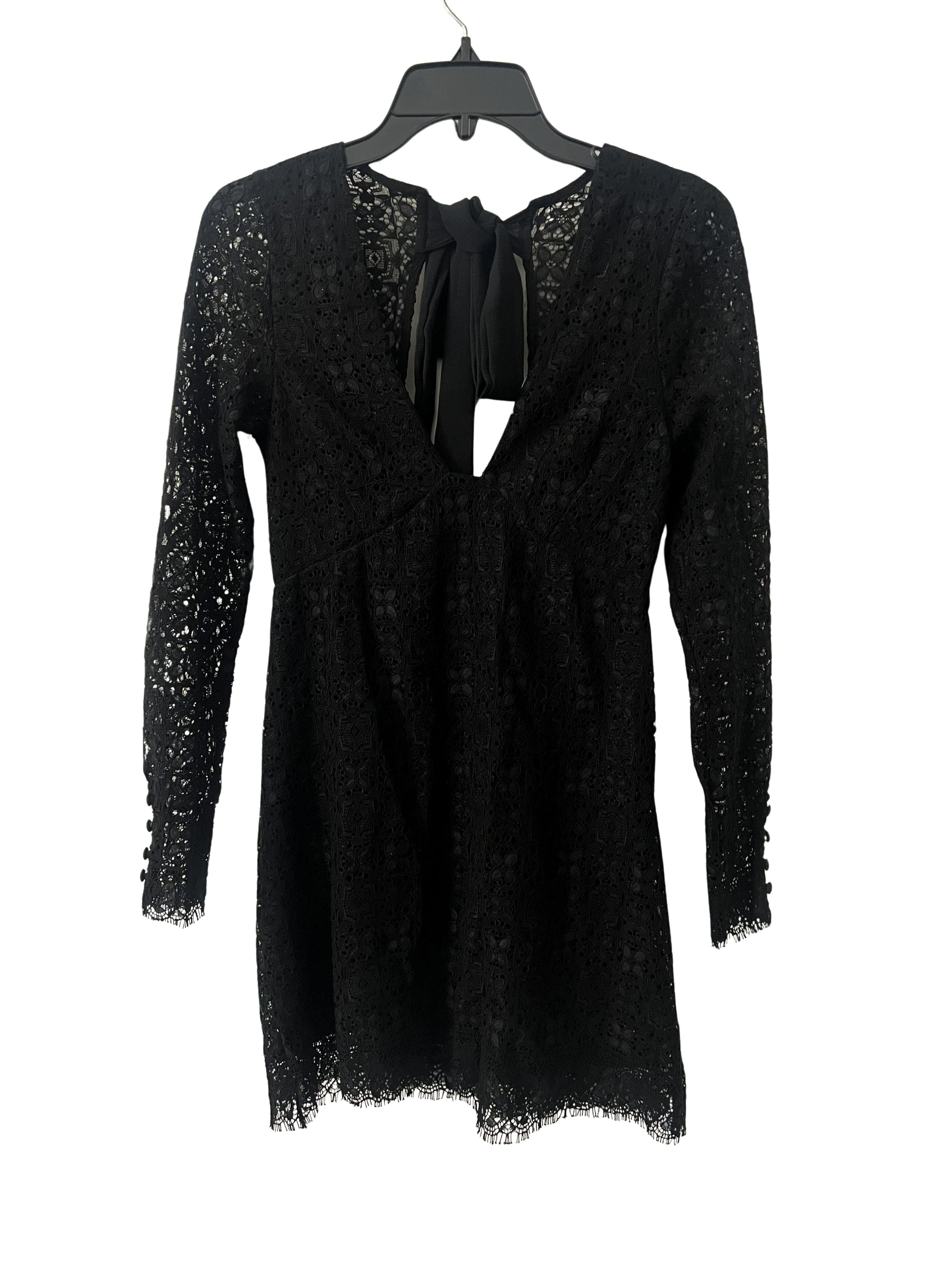 Free People Black Lace Long Sleeve Mini Dress Size 0