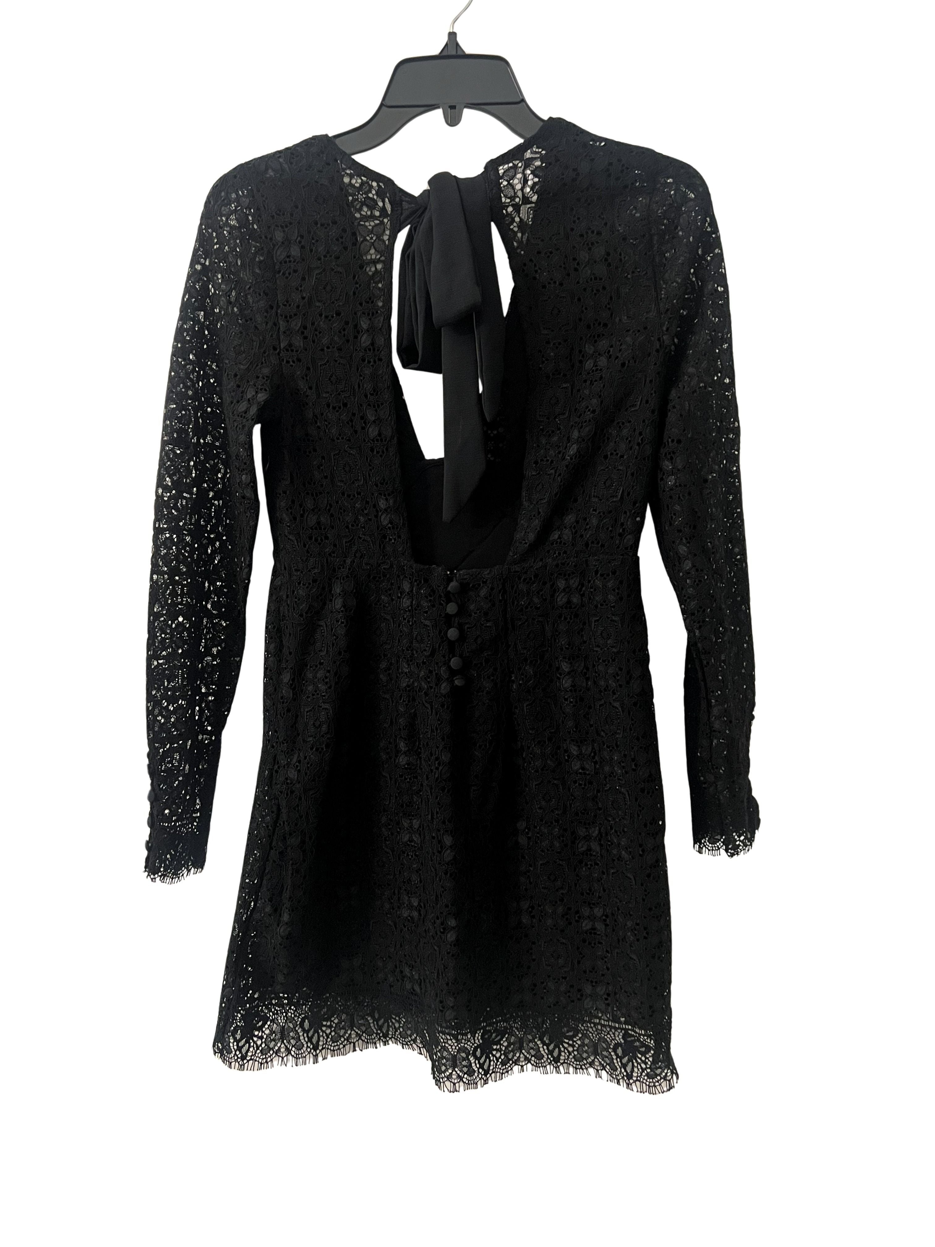 Free People Black Lace Long Sleeve Mini Dress Size 0