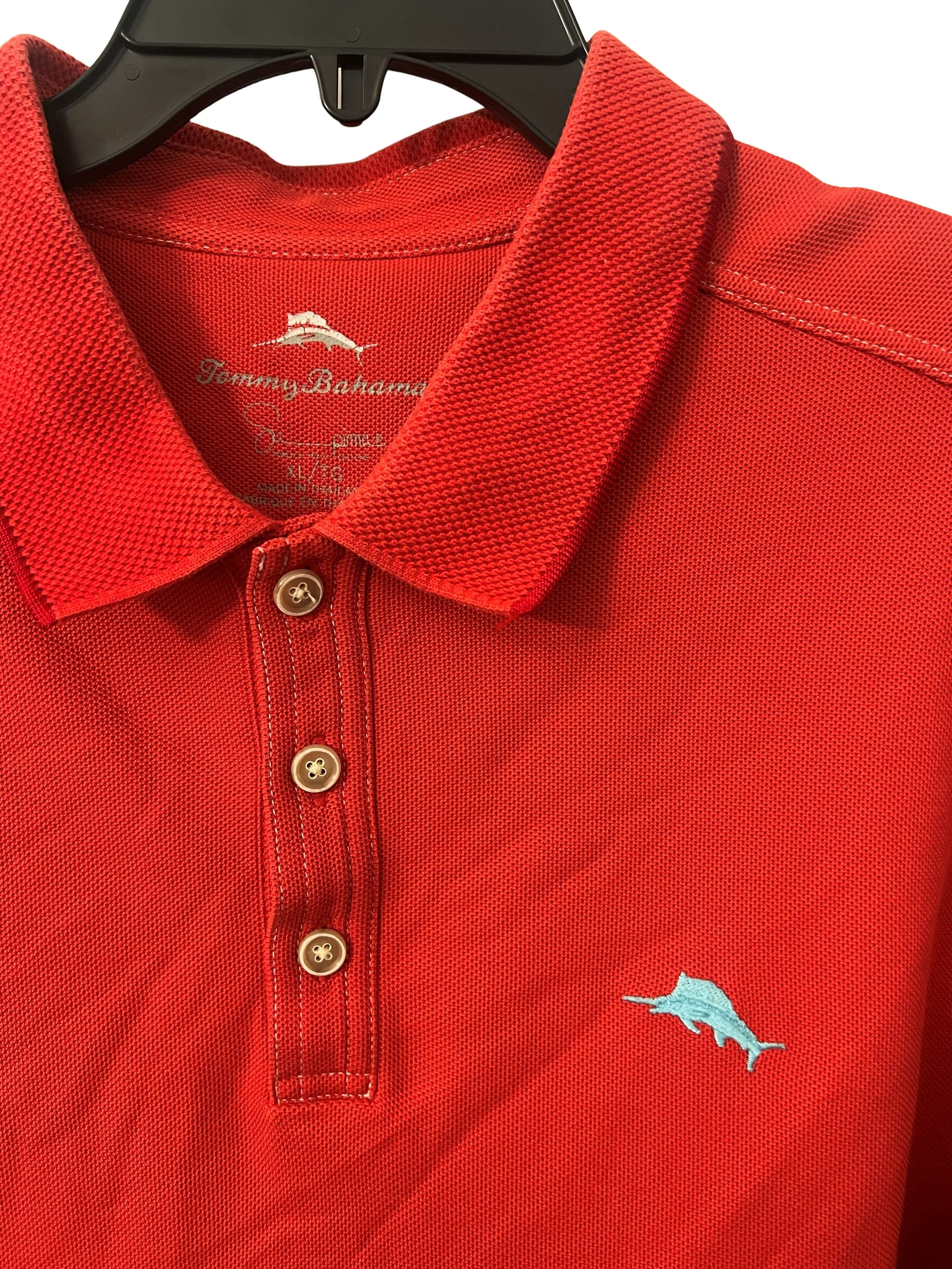 Tommy Bahama Men's Red Pique Polo Shirt - Size XL