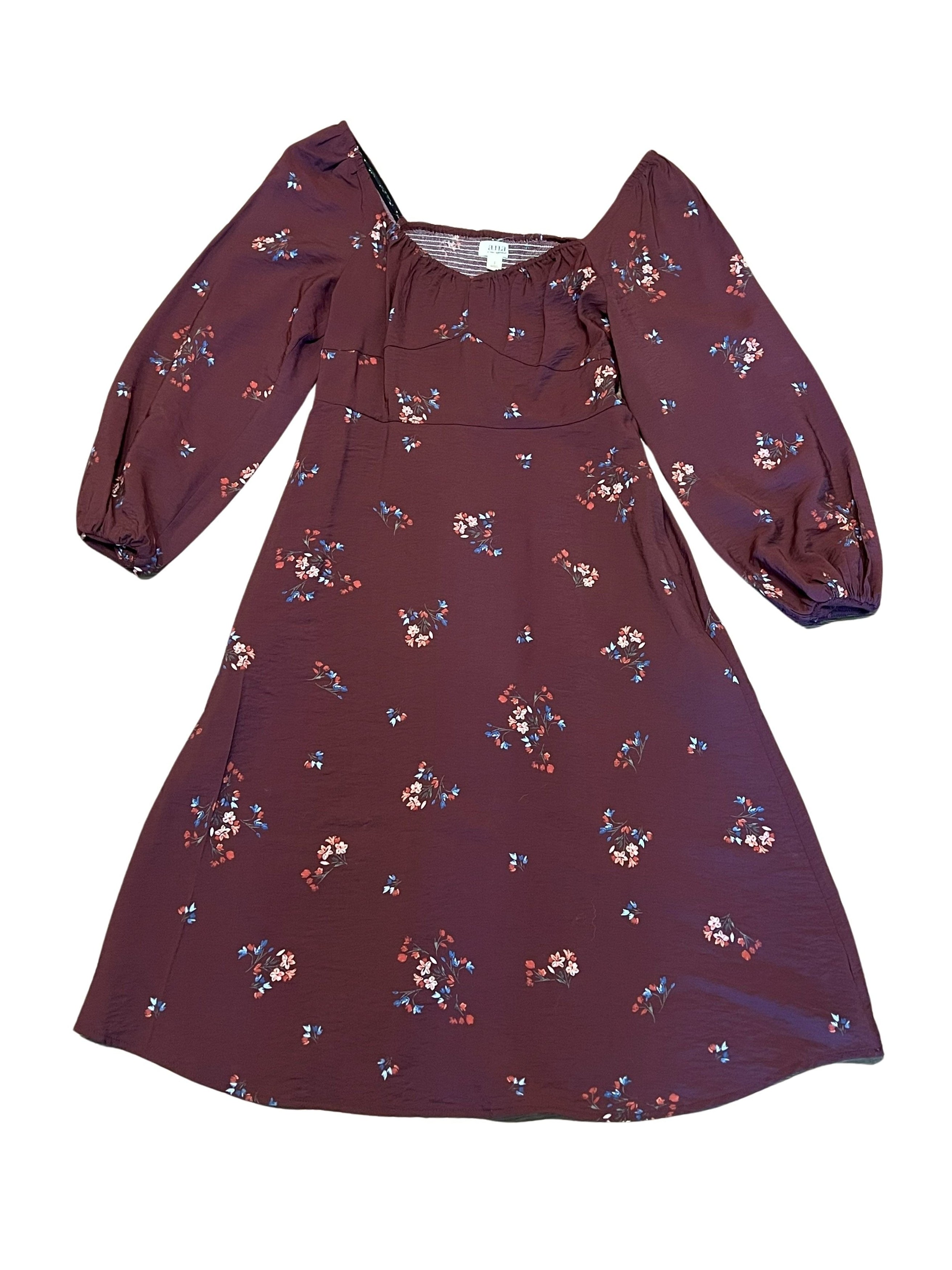 a.n.a Women's Size S Burgundy Floral Smocked Dress