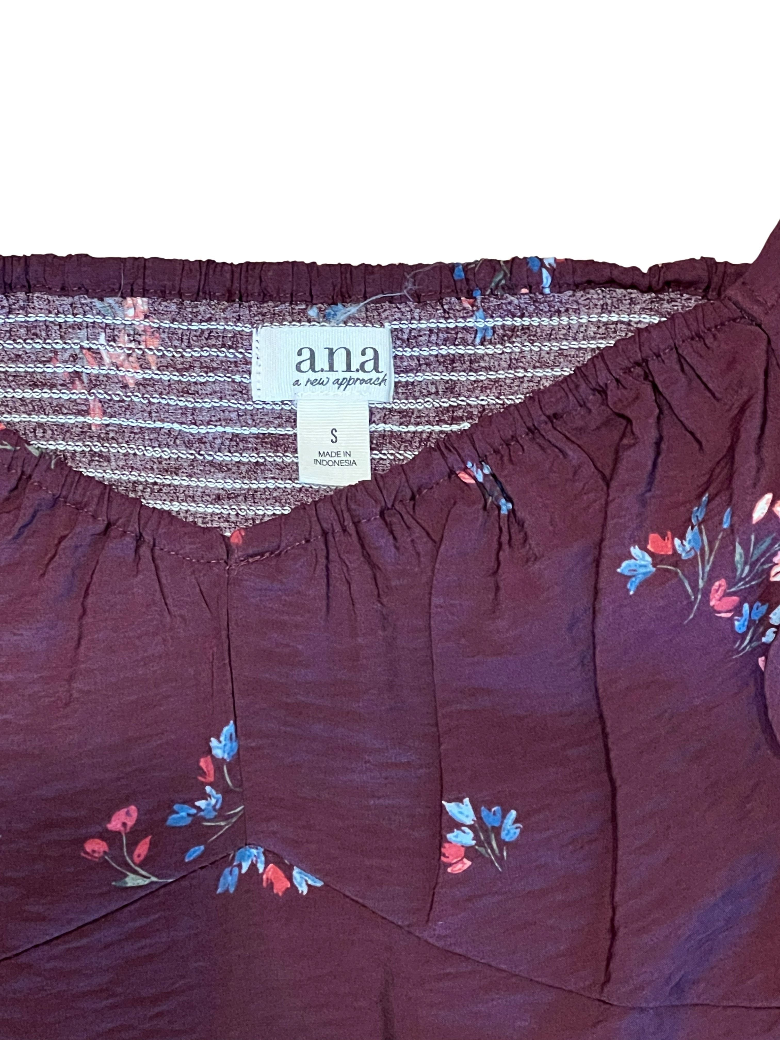 a.n.a Women's Size S Burgundy Floral Smocked Dress