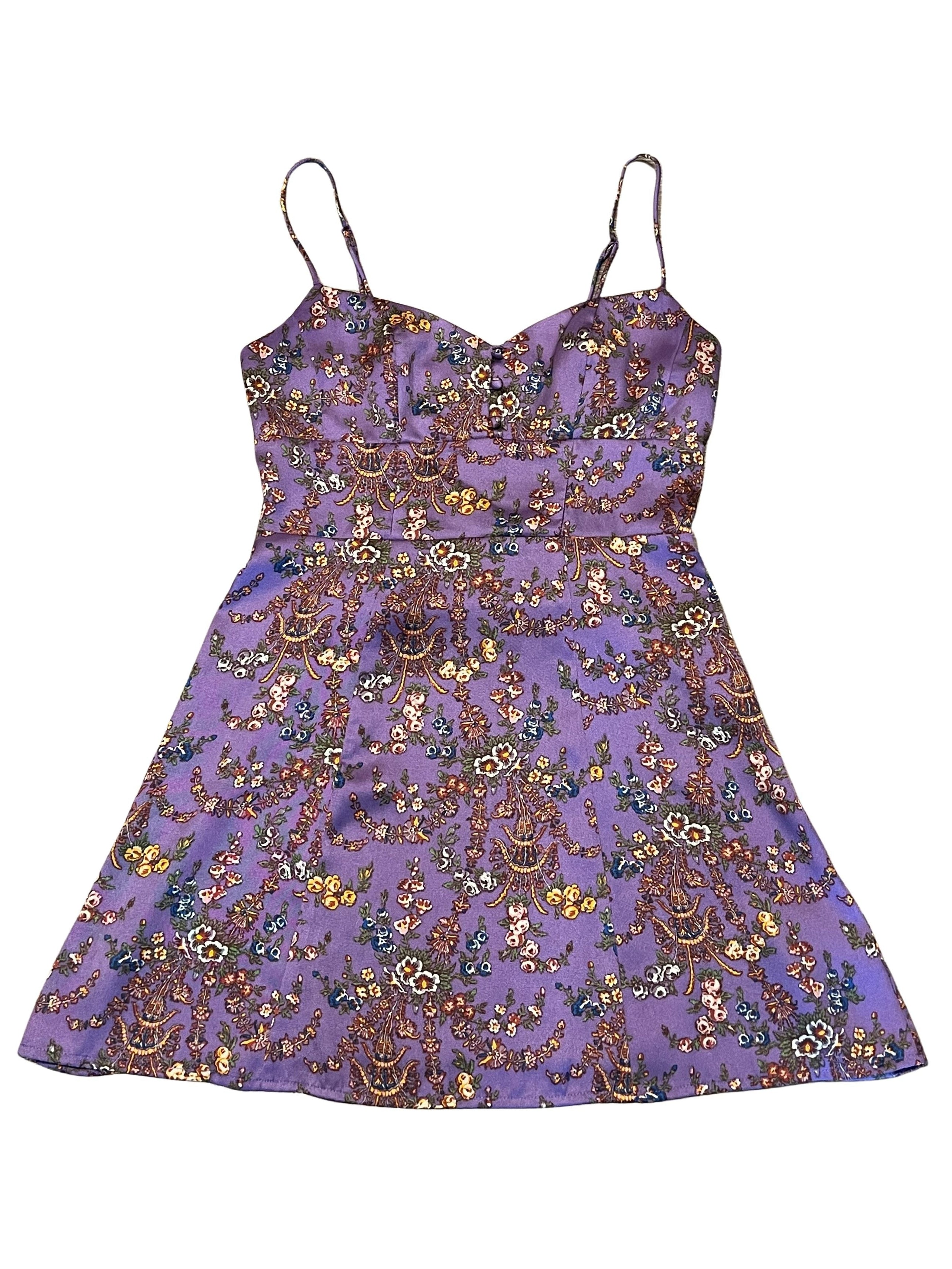 Urban Outfitters Purple Floral Smocked Slip Dress - Size M