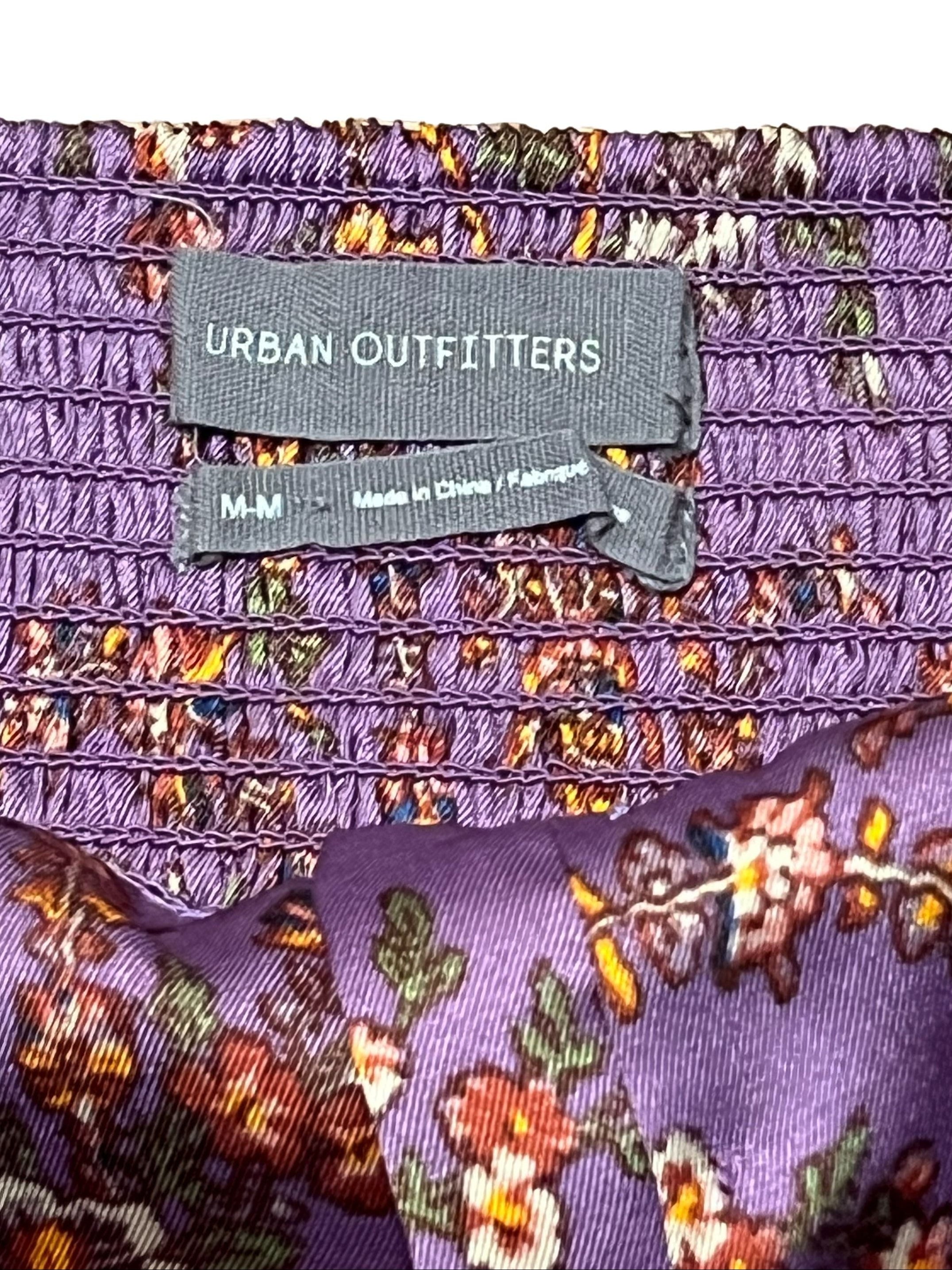 Urban Outfitters Purple Floral Smocked Slip Dress - Size M
