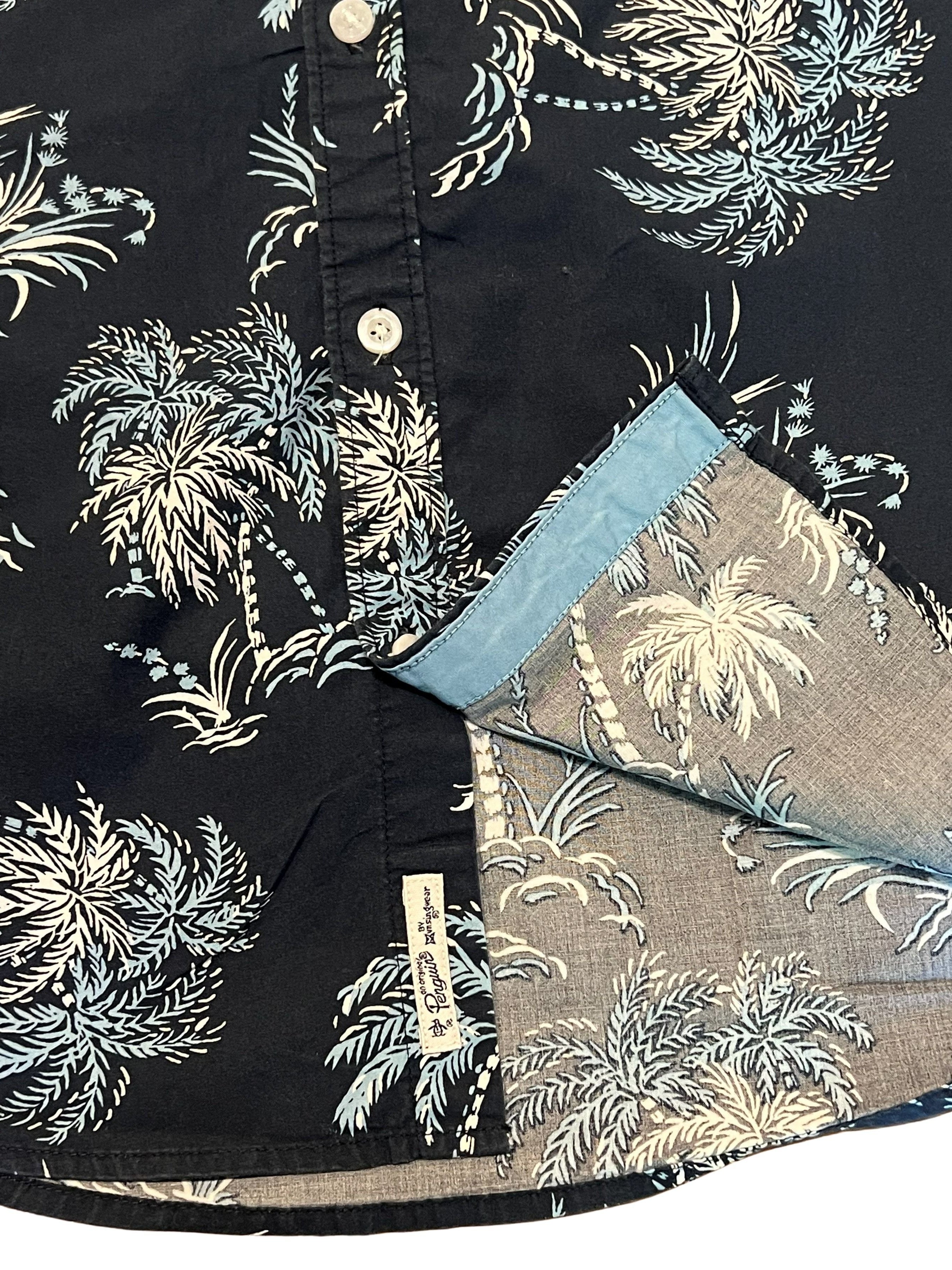 Original Penguin Men's Navy Palm Tree Print Short Sleeve Shirt Size M