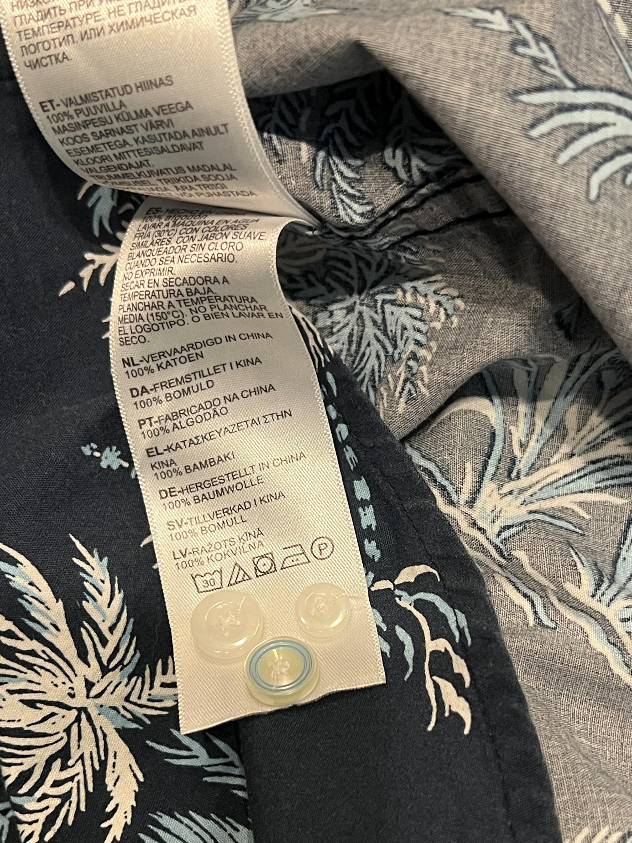 Original Penguin Men's Navy Palm Tree Print Short Sleeve Shirt Size M