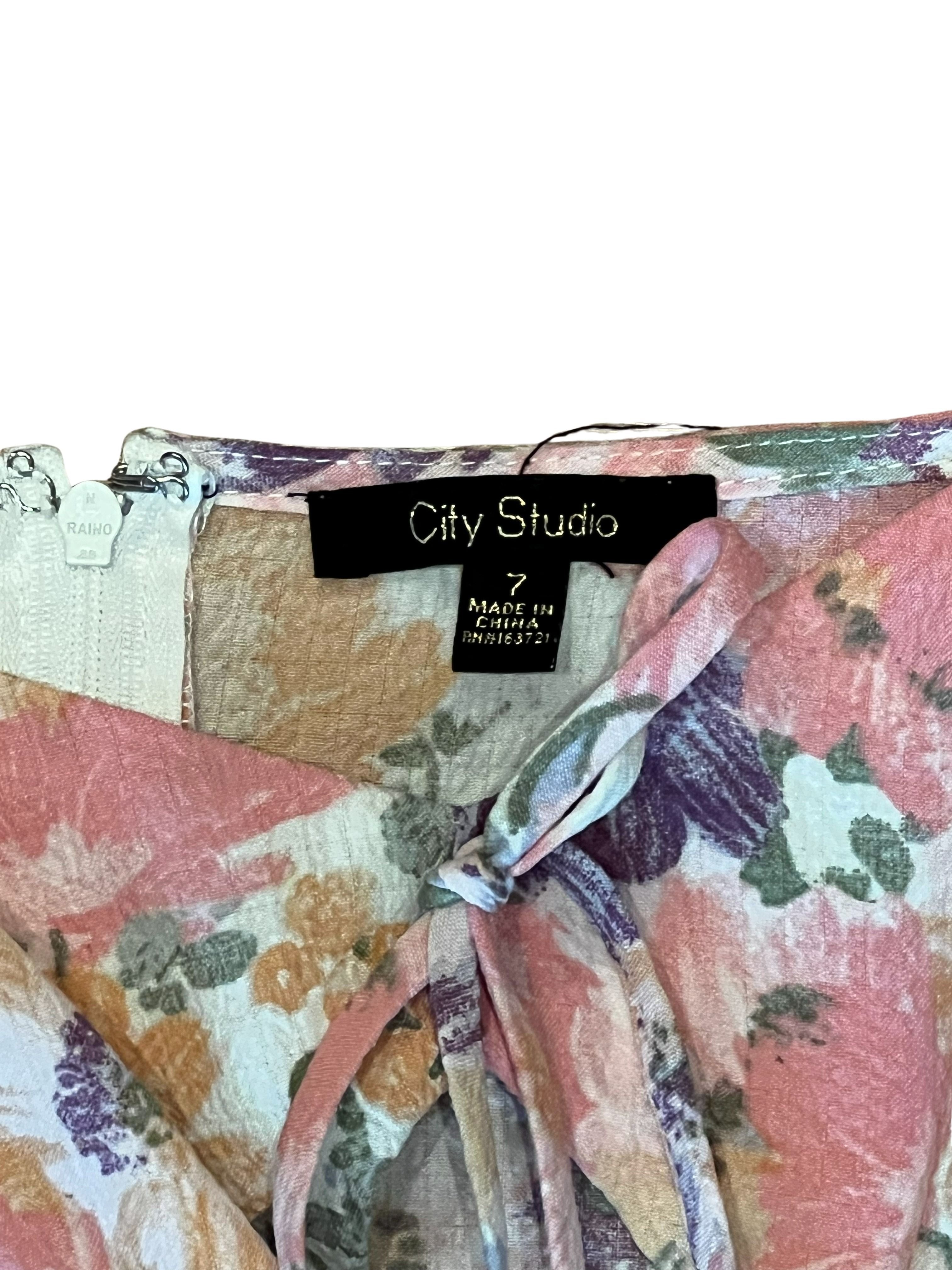 City Studio Floral Tiered Ruffle Mini Dress Size 7