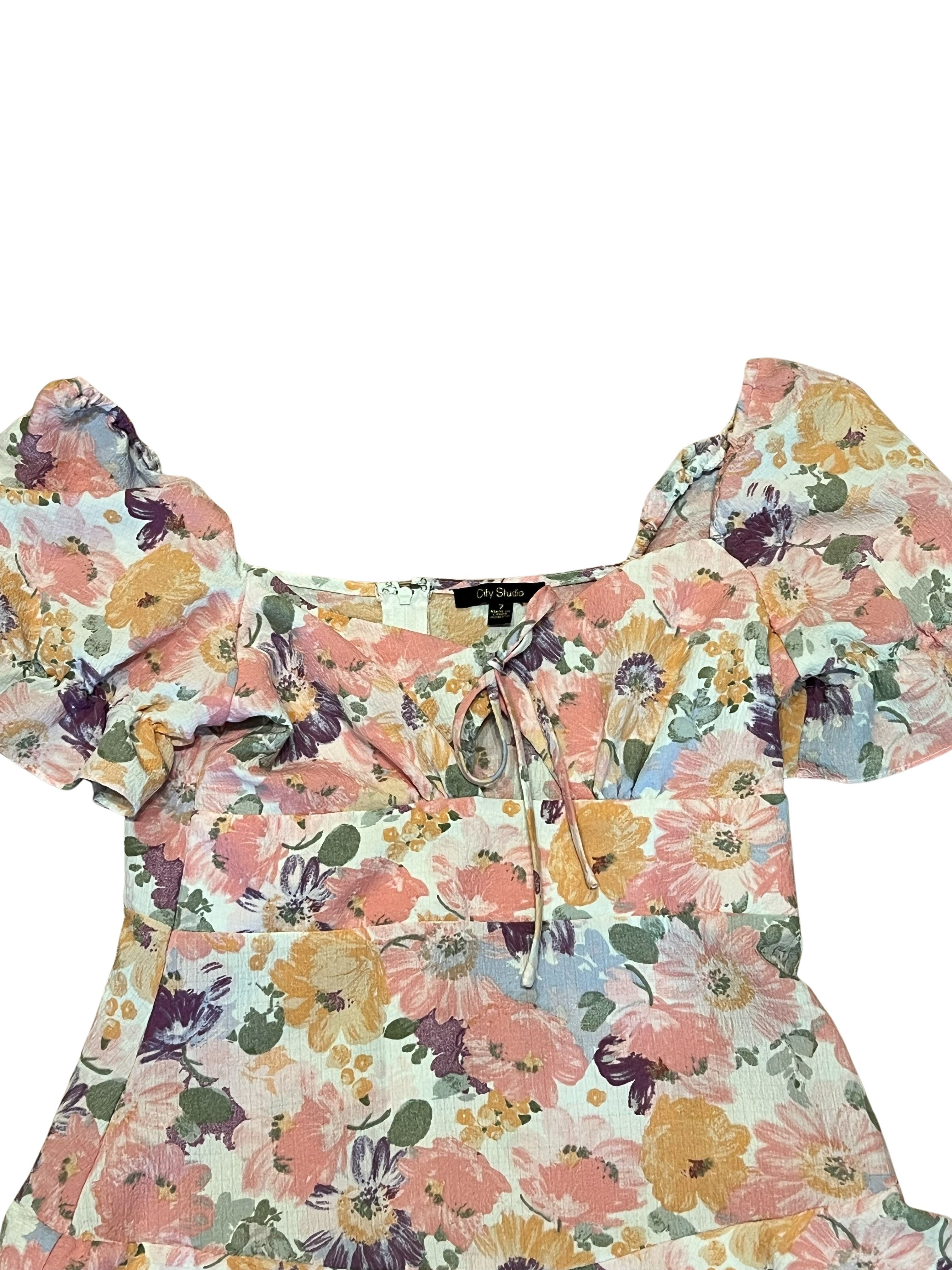 City Studio Floral Tiered Ruffle Mini Dress Size 7