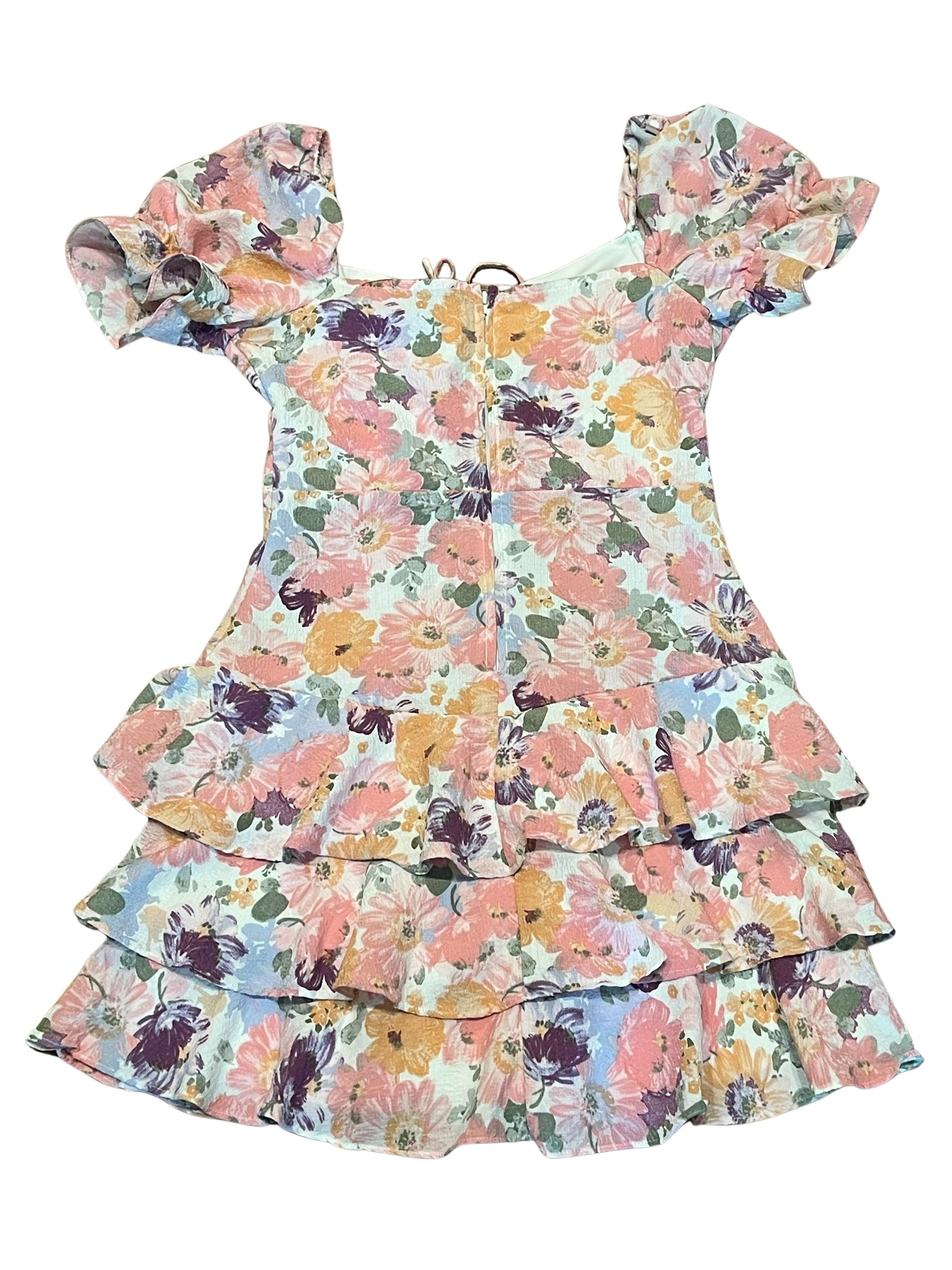 City Studio Floral Tiered Ruffle Mini Dress Size 7