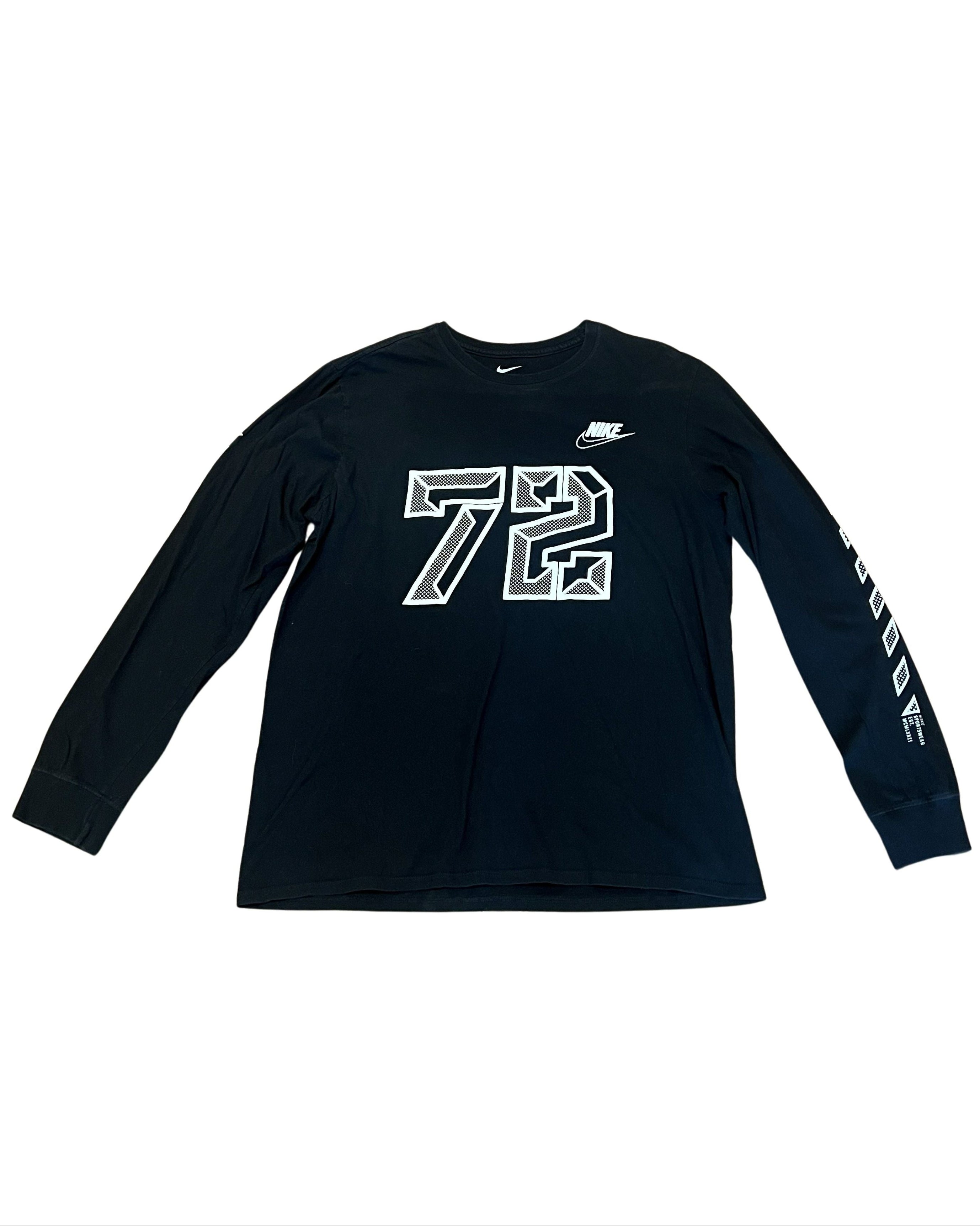 Nike Long Sleeve Tee Black '72' Graphic Print Size XL