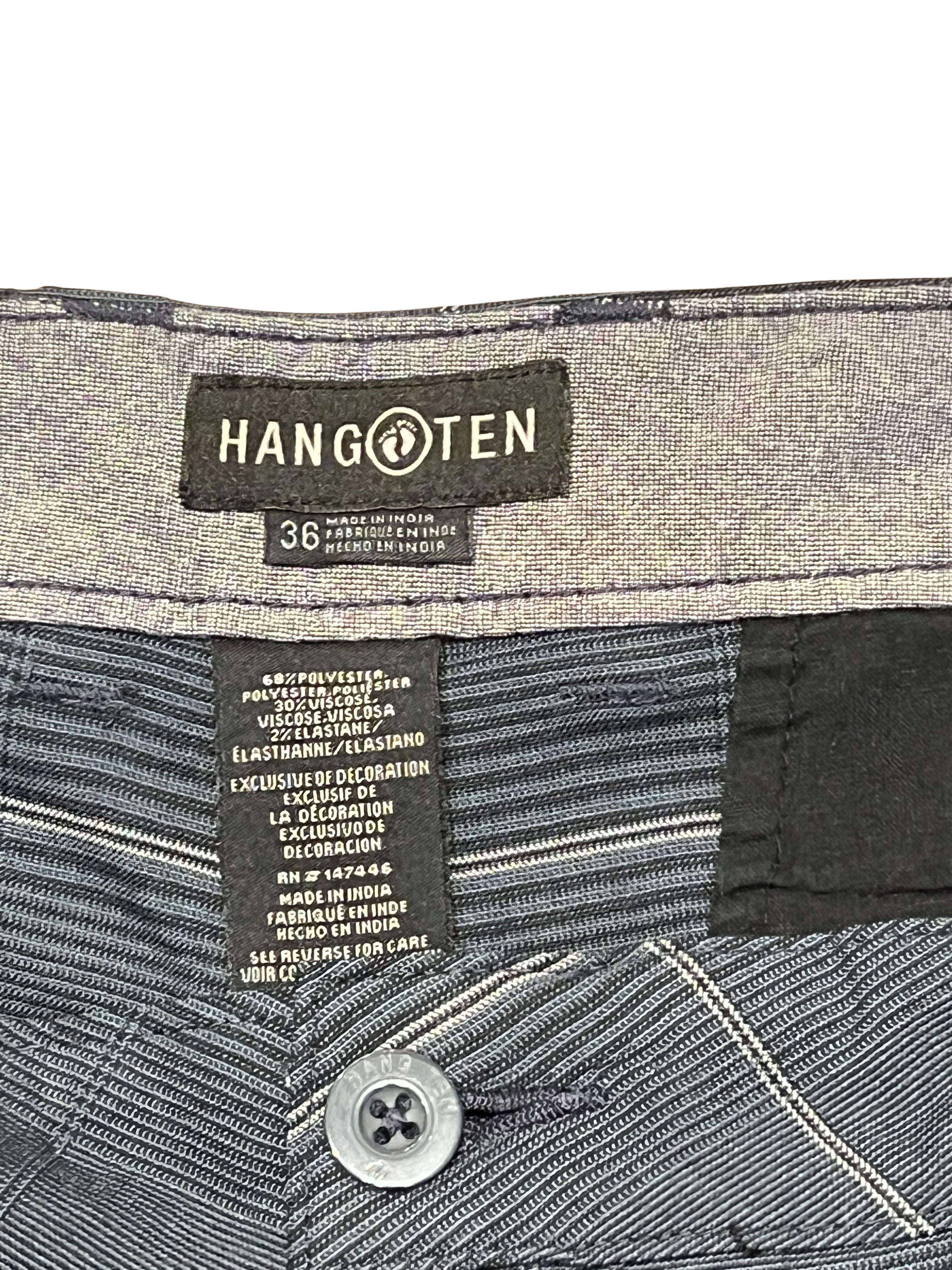 Hang Ten Men's Plaid Shorts Size 36 Navy Blue Windowpane Print