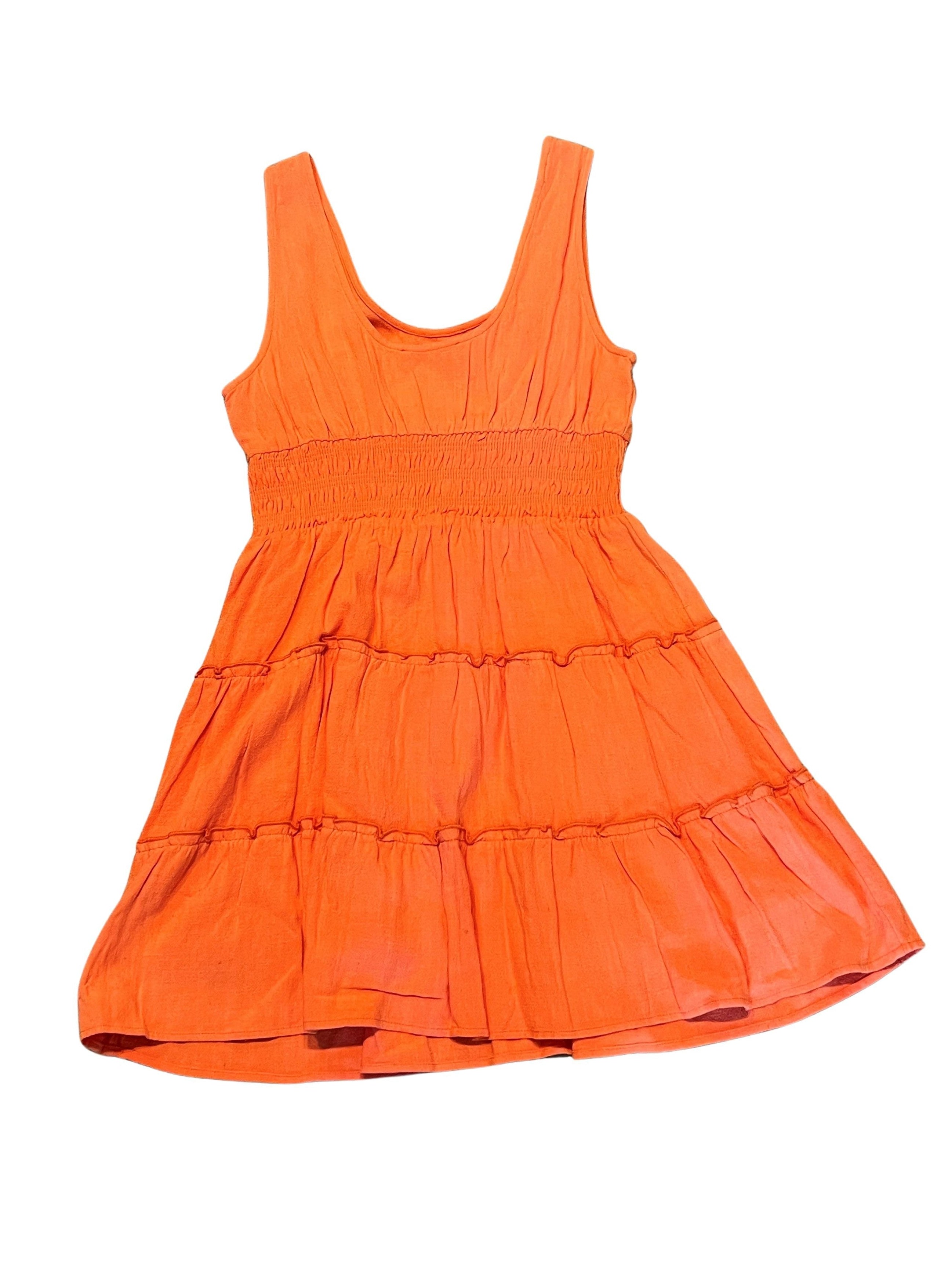 New iN Country Girl Dress Orange Size S NWT Sleeveless Smocked Waist