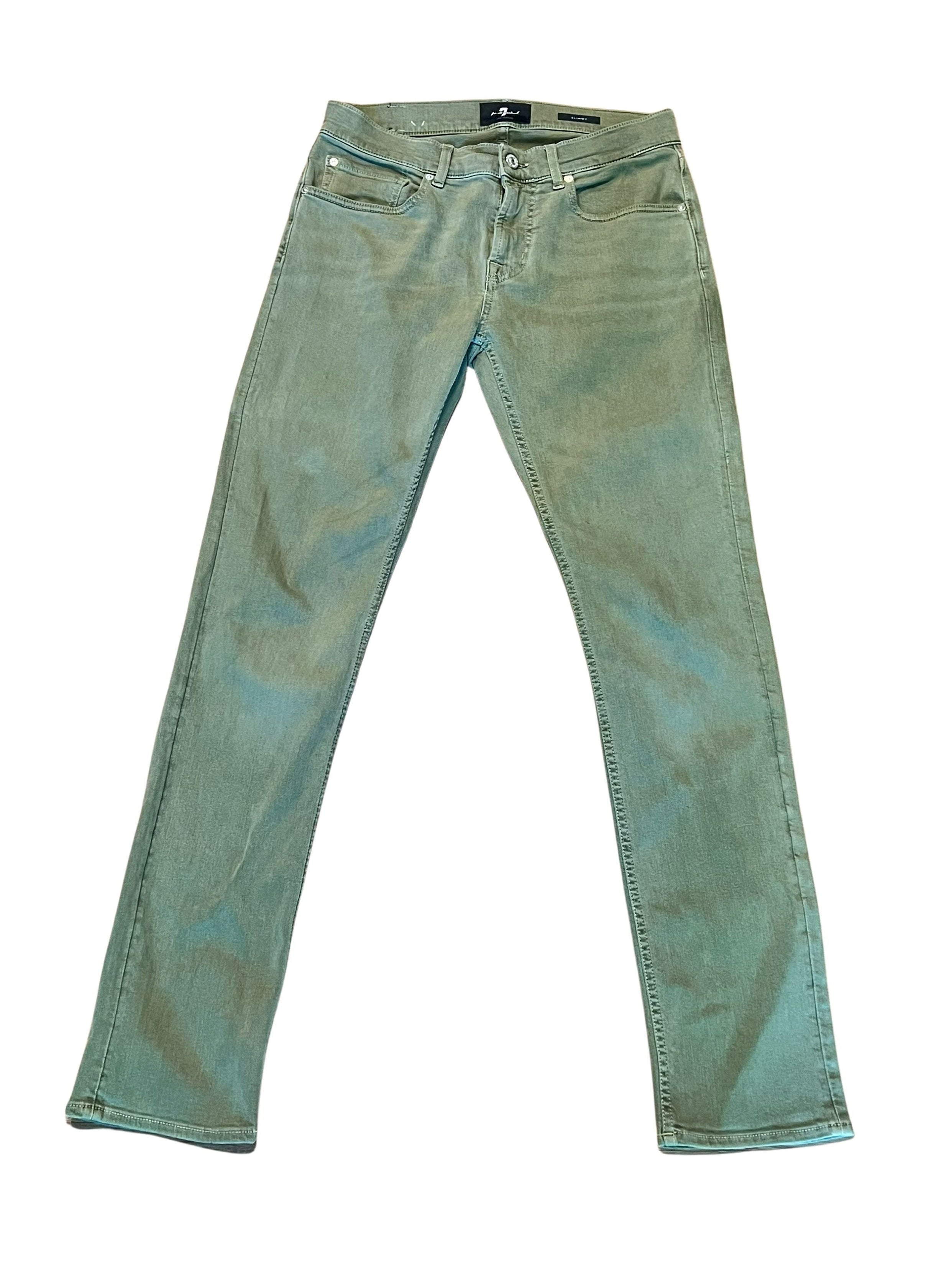 7 For All Mankind Slimmy Olive Green Skinny Jeans Men's Size 31
