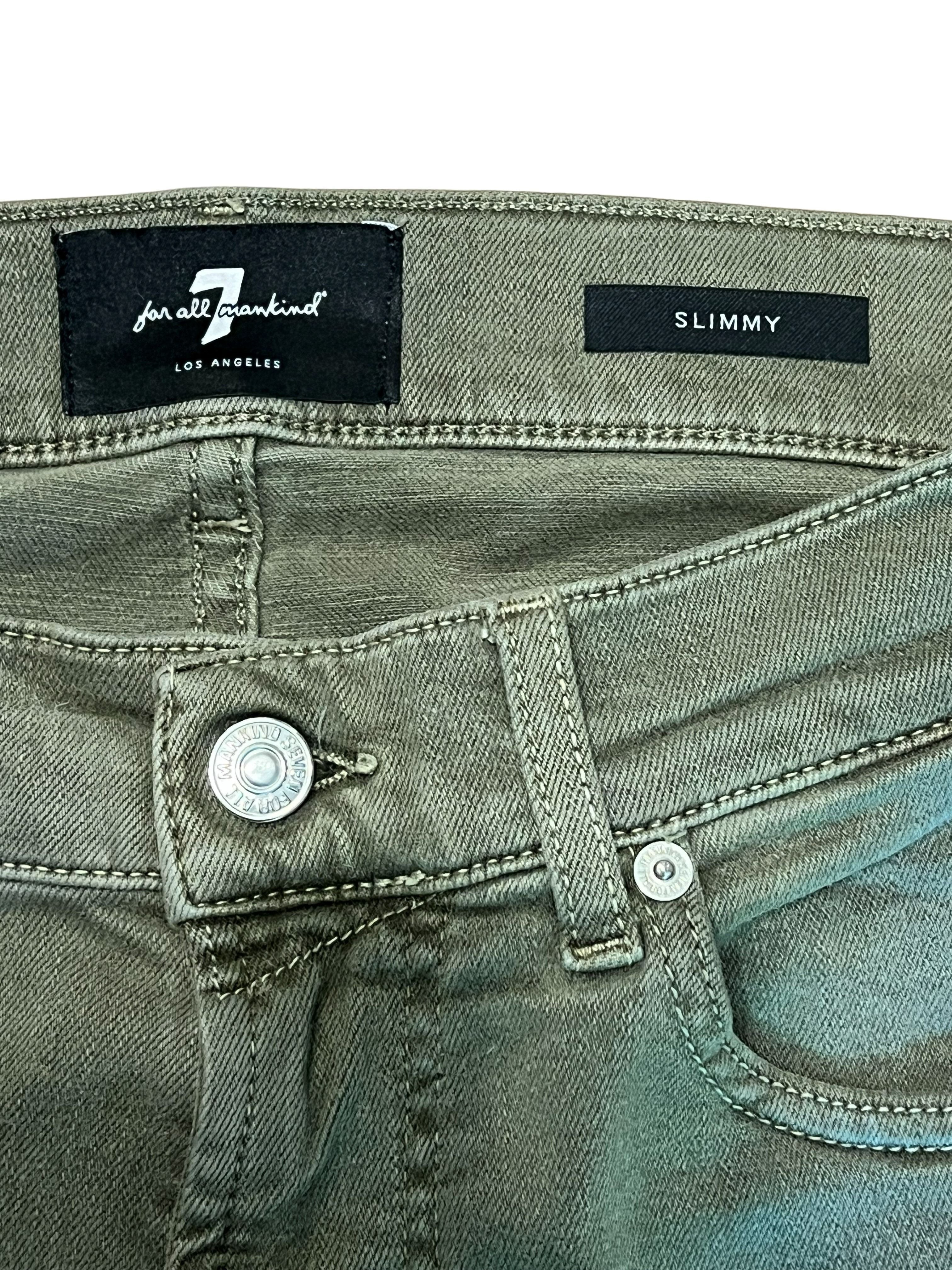 7 For All Mankind Slimmy Olive Green Skinny Jeans Men's Size 31