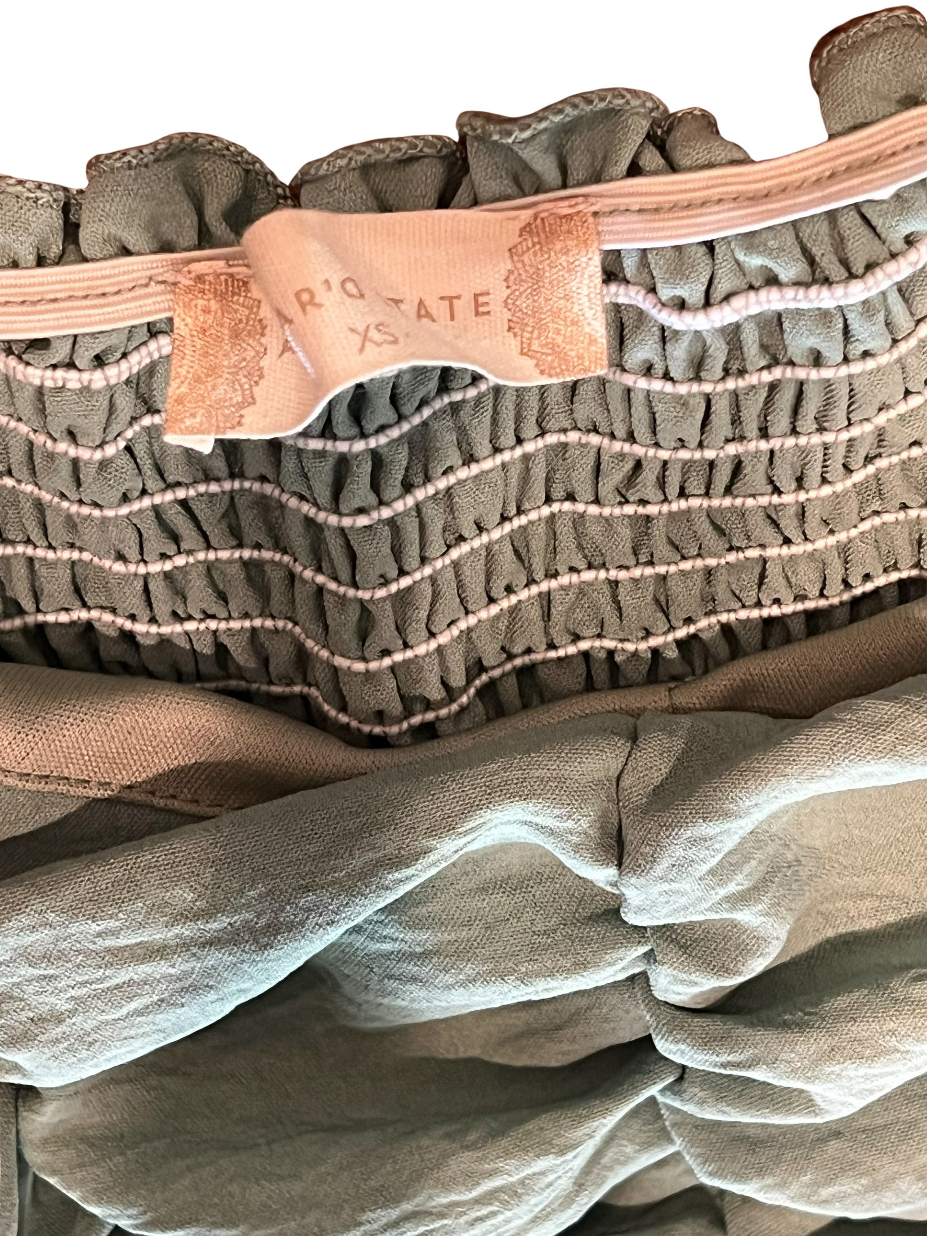 Sage Green Puff Sleeve Skater Dress - Size XS