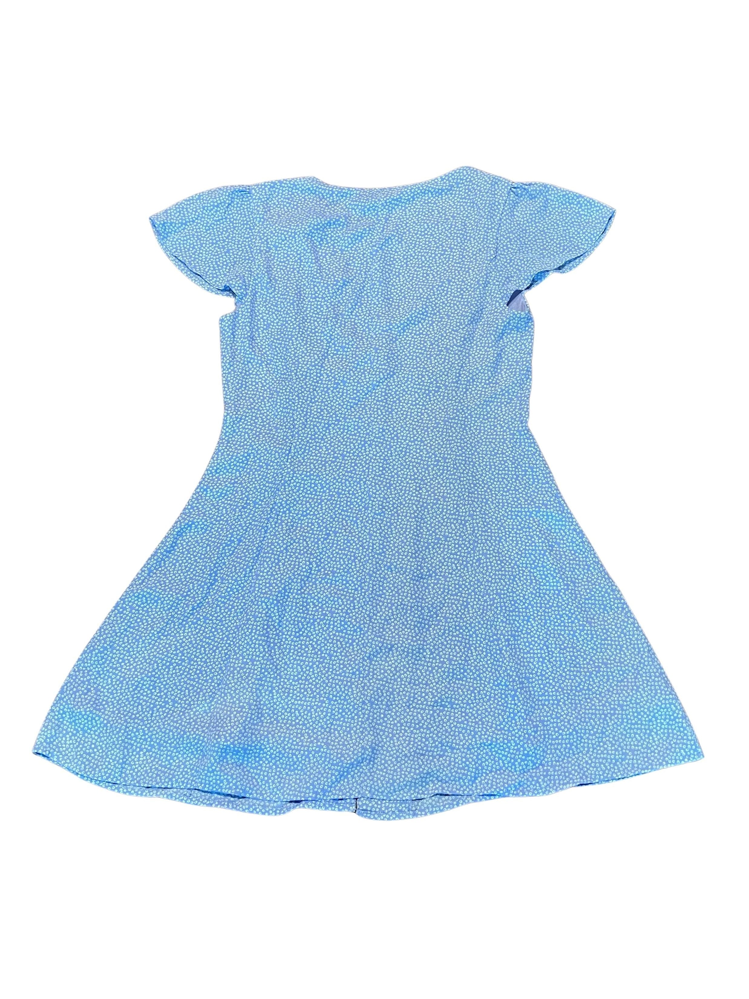 Sugar + Lips Blue Floral Mini Dress Size S Button Front Cap Sleeve