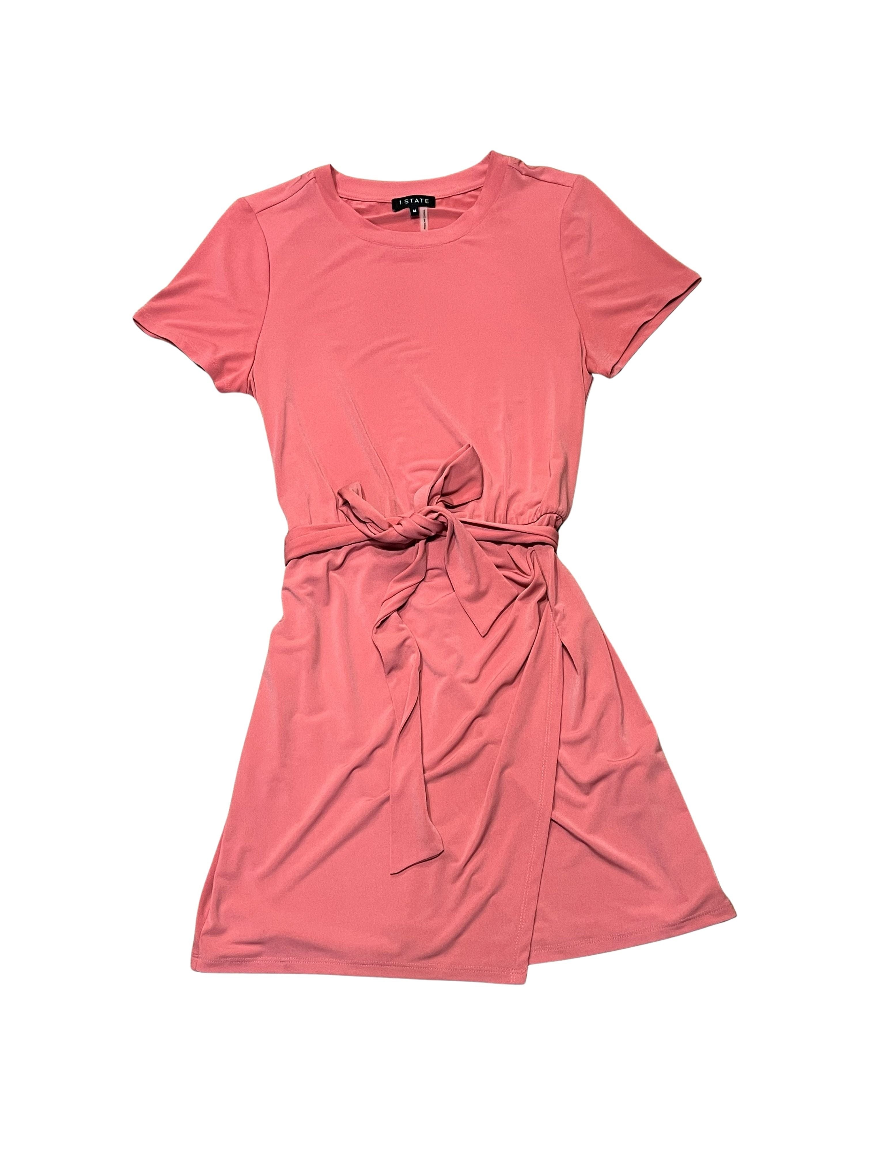 1.STATE Pink Tie-Waist T-Shirt Dress Size M
