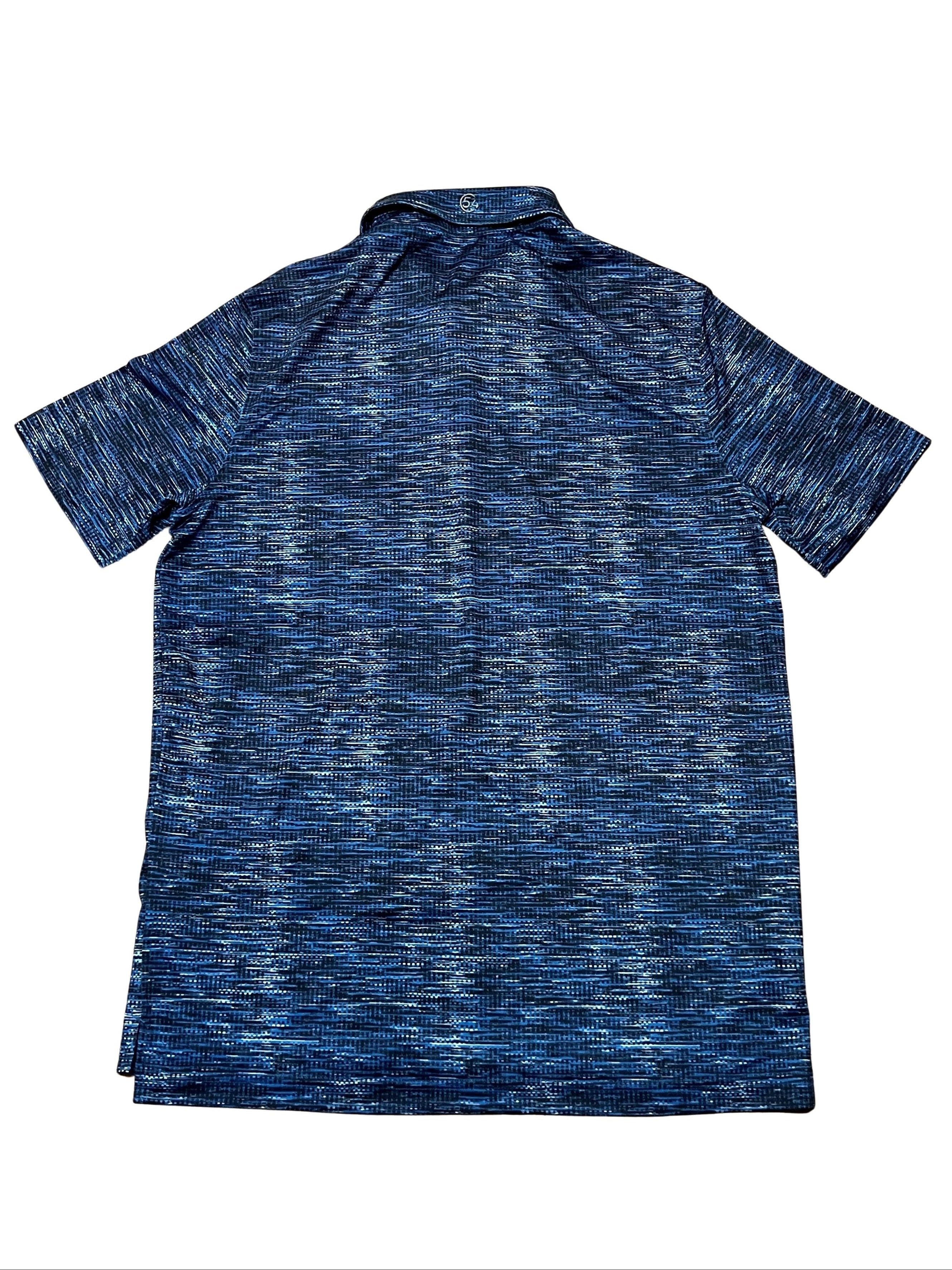 Chase 54 Men's Size M Blue Space-Dye Long Sleeve Quarter-Zip Polo