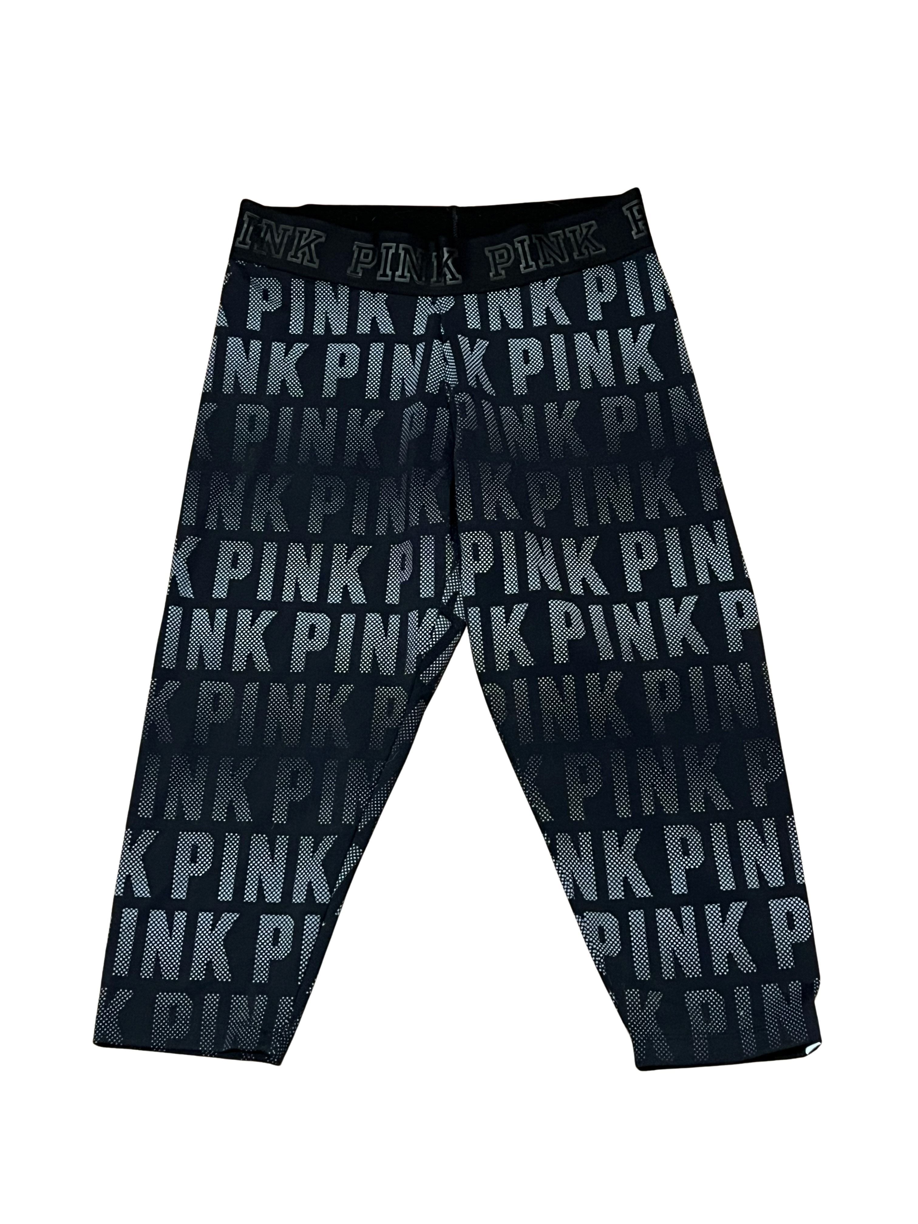 PINK Victoria's Secret Ultimate Logo Capri Leggings Black Gray Size S