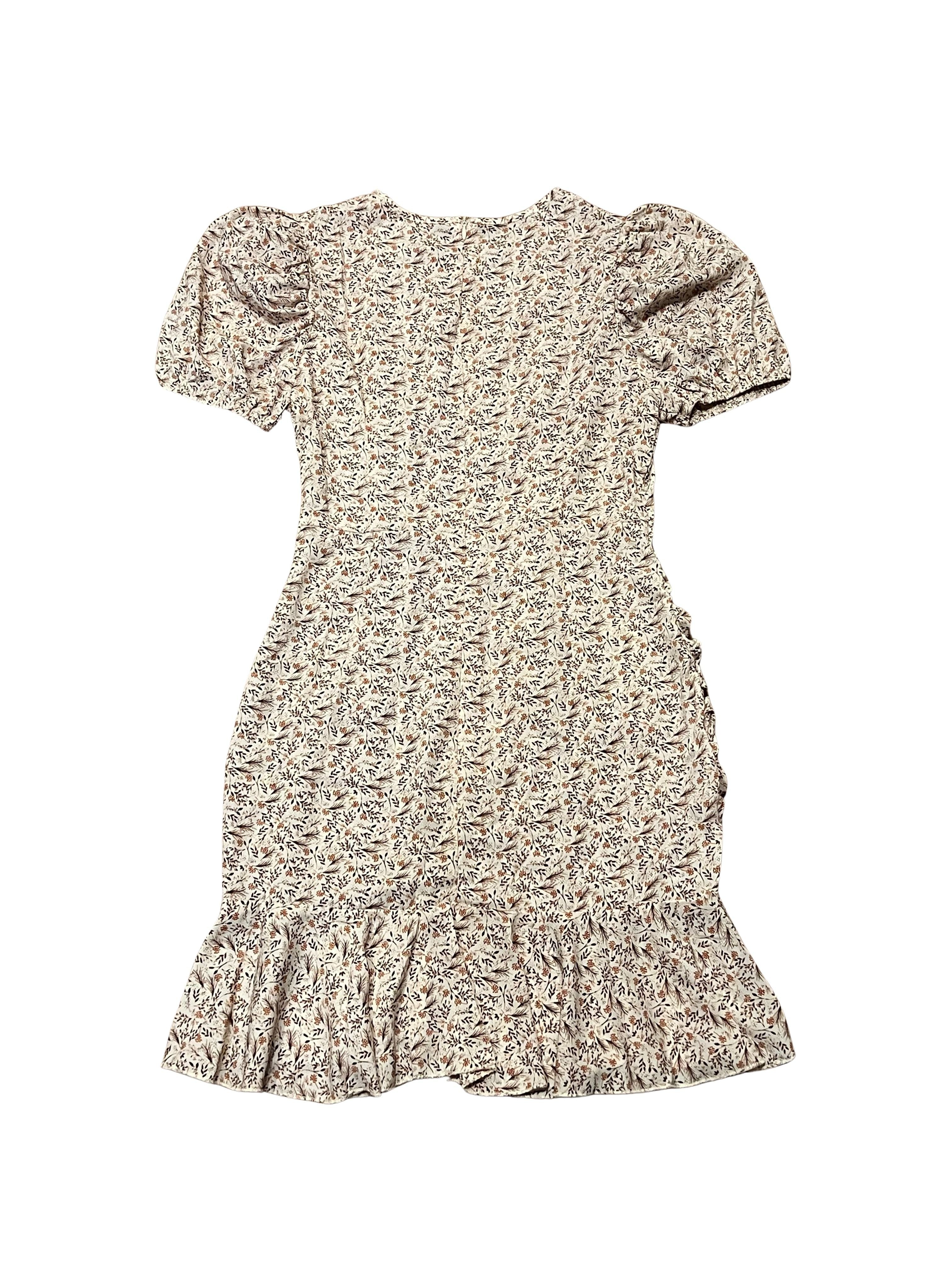 Floral Print Ruffle Sleeve Top - Cream & Rust Ditsy Print