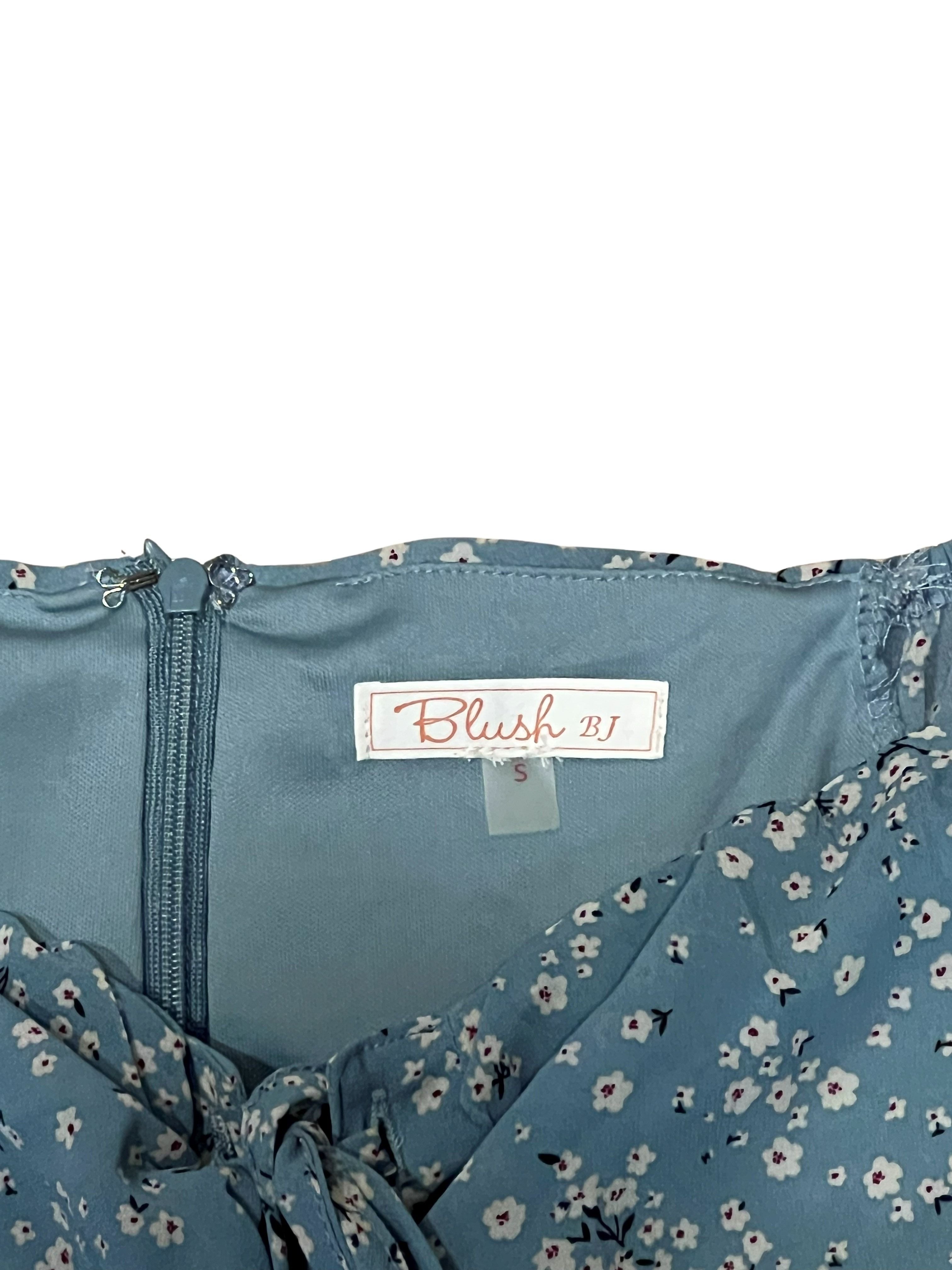 Blush BJ Blue Floral Smocked Off-Shoulder Top Size S