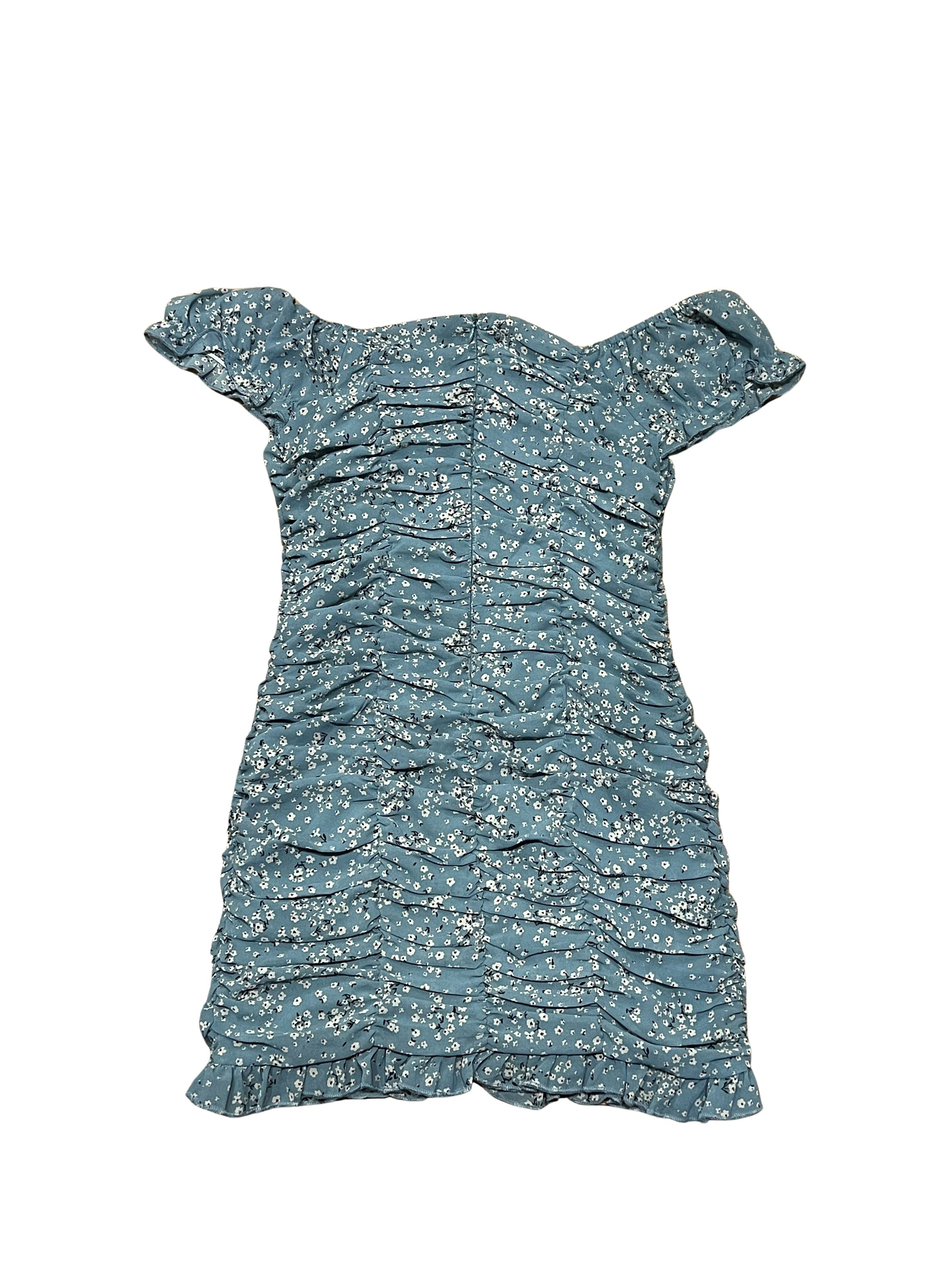 Blush BJ Blue Floral Smocked Off-Shoulder Top Size S