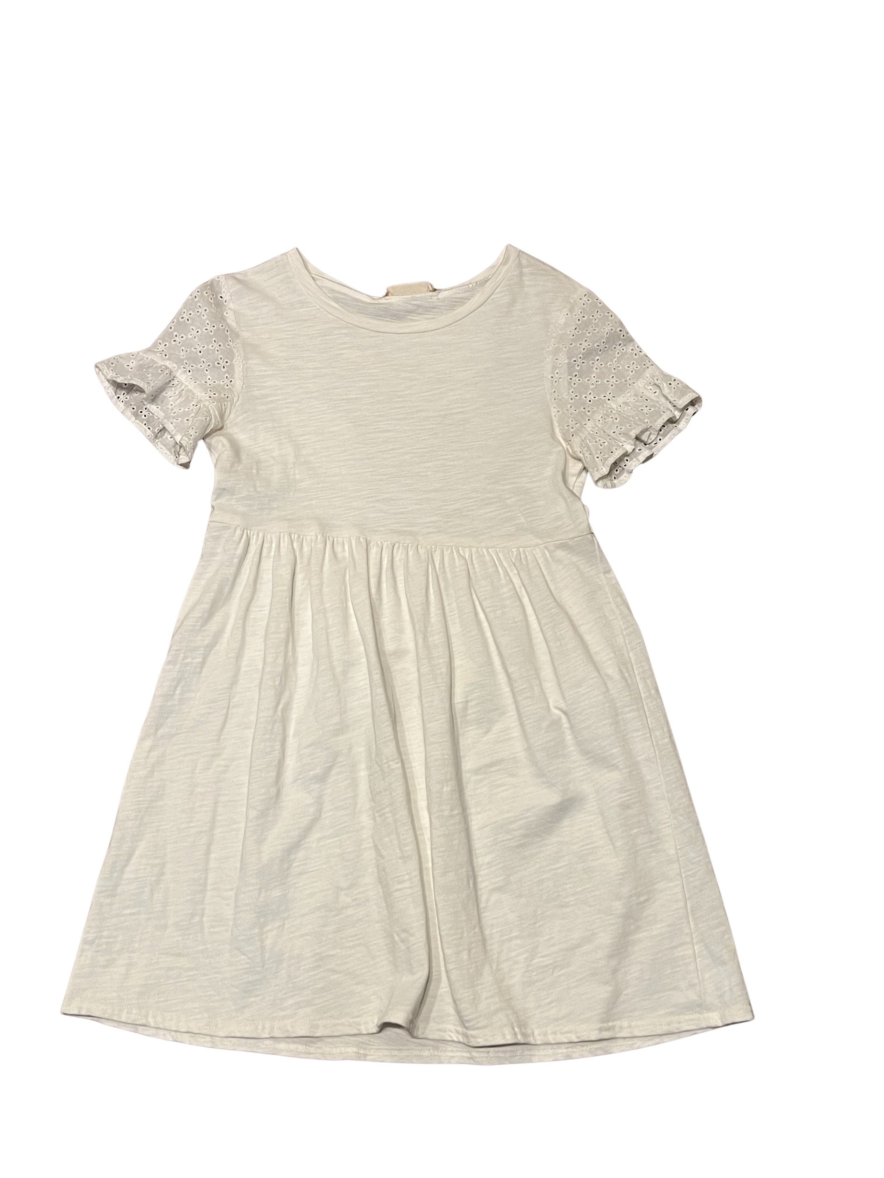 Altar'd State White Babydoll Dress with Eyelet Sleeves - XS