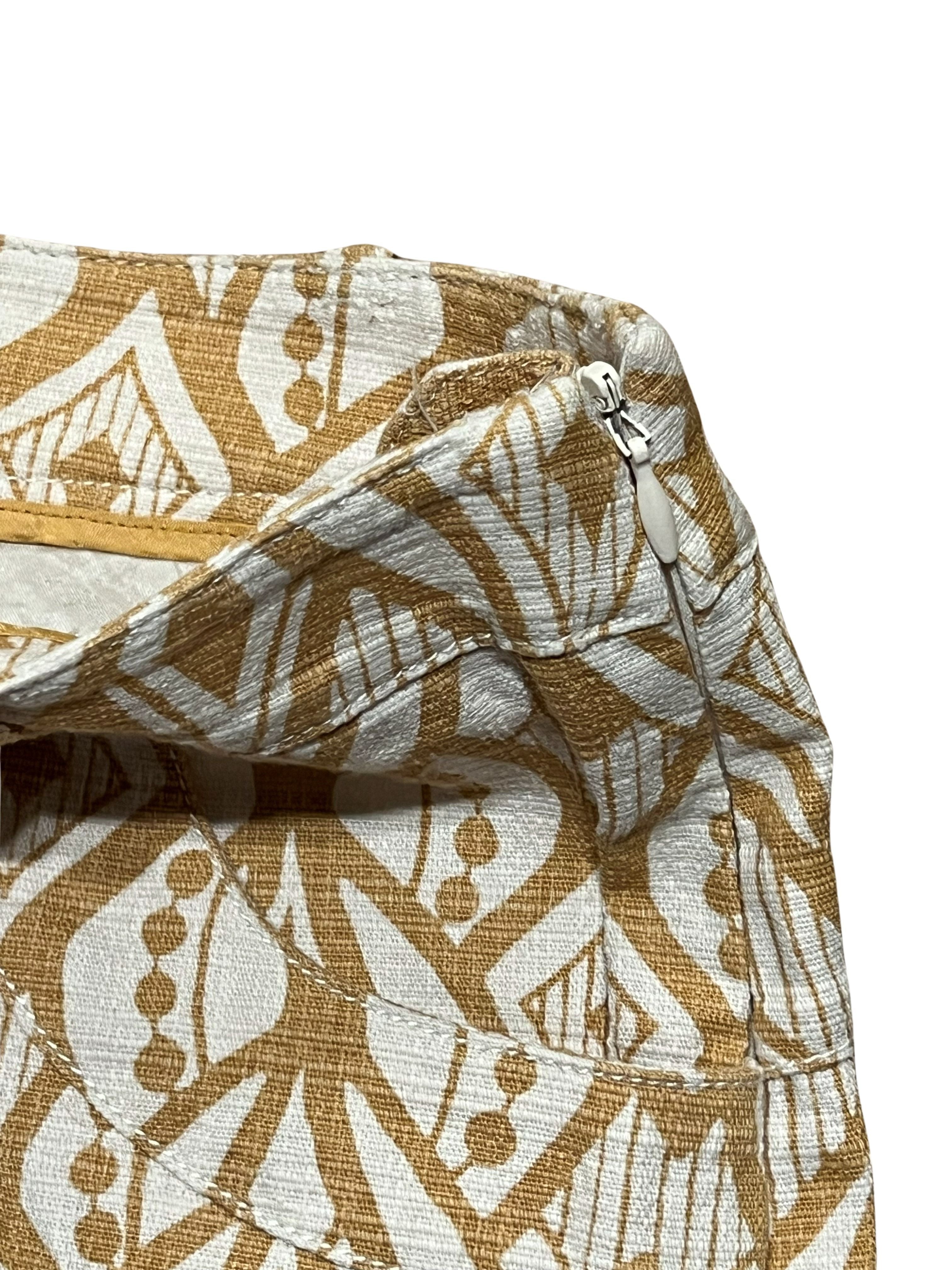 Tan & White Tribal Print Shorts - Cotton Spandex Blend