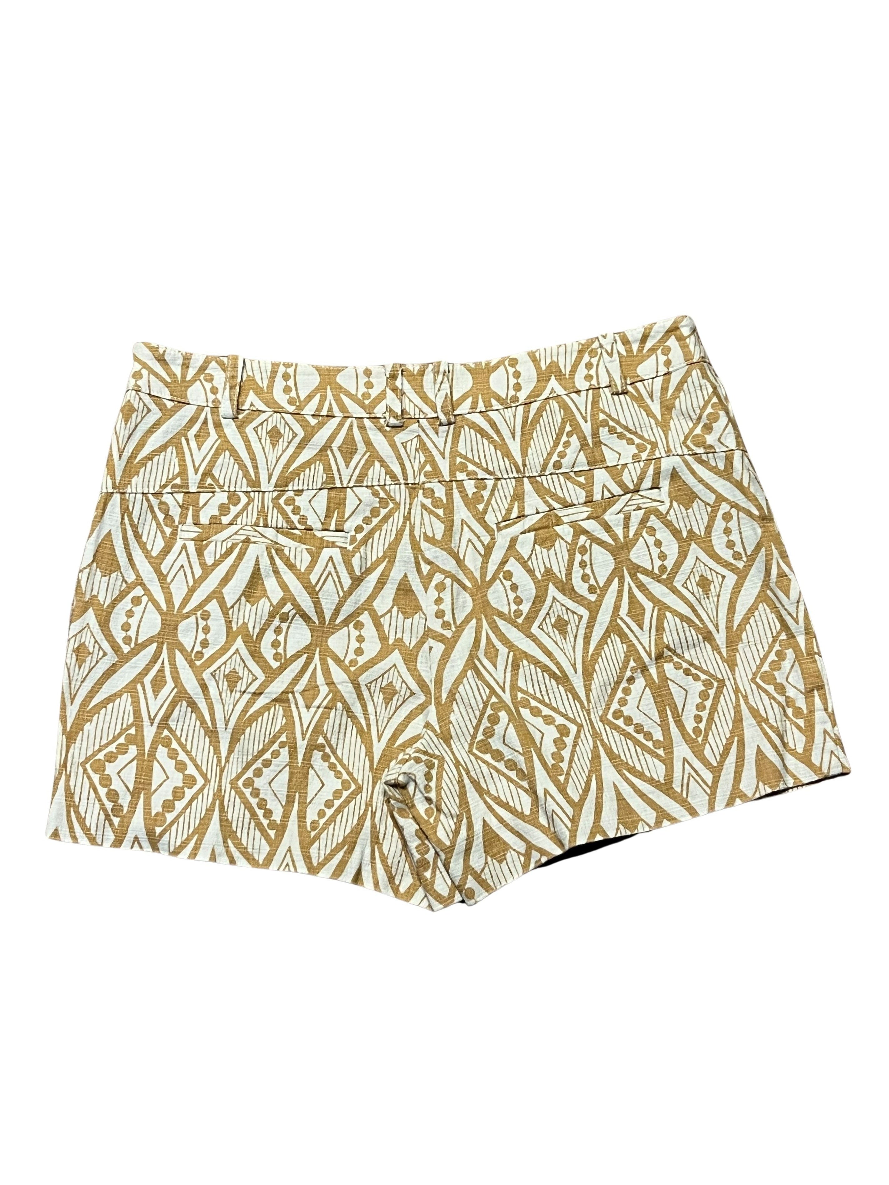 Tan & White Tribal Print Shorts - Cotton Spandex Blend