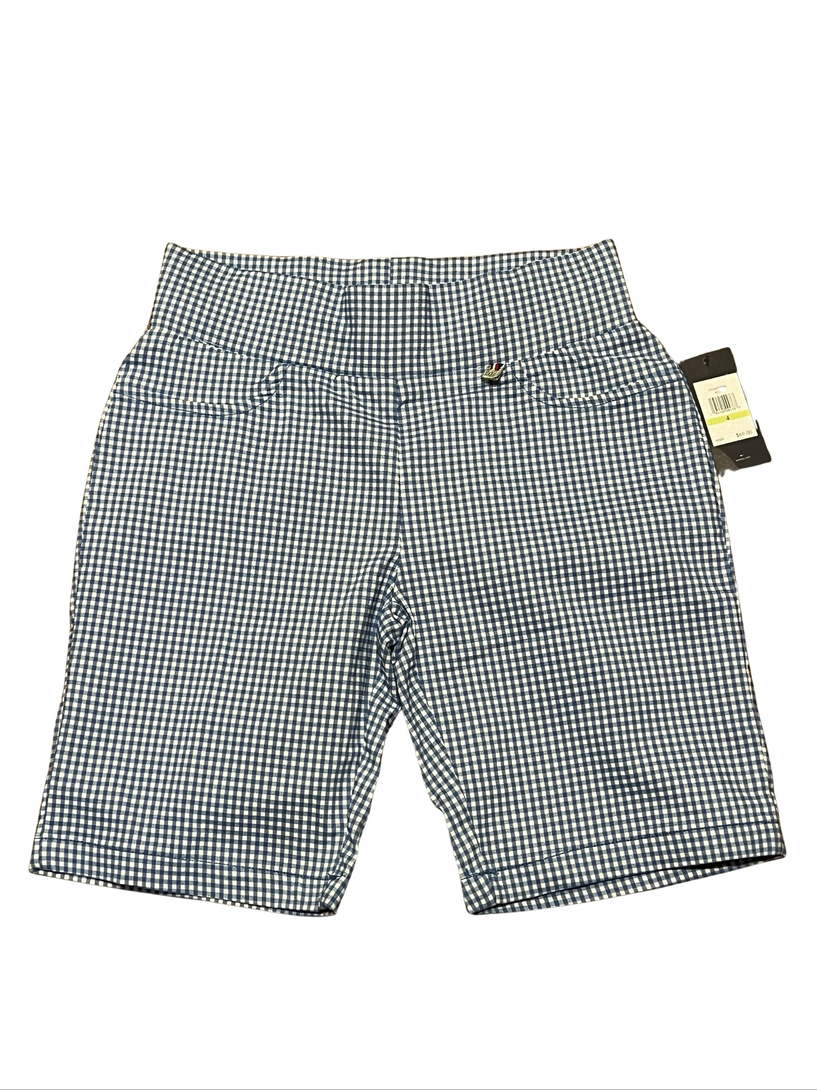 Tommy Hilfiger Women's Blue Gingham Bermuda Shorts Size 4 NWT