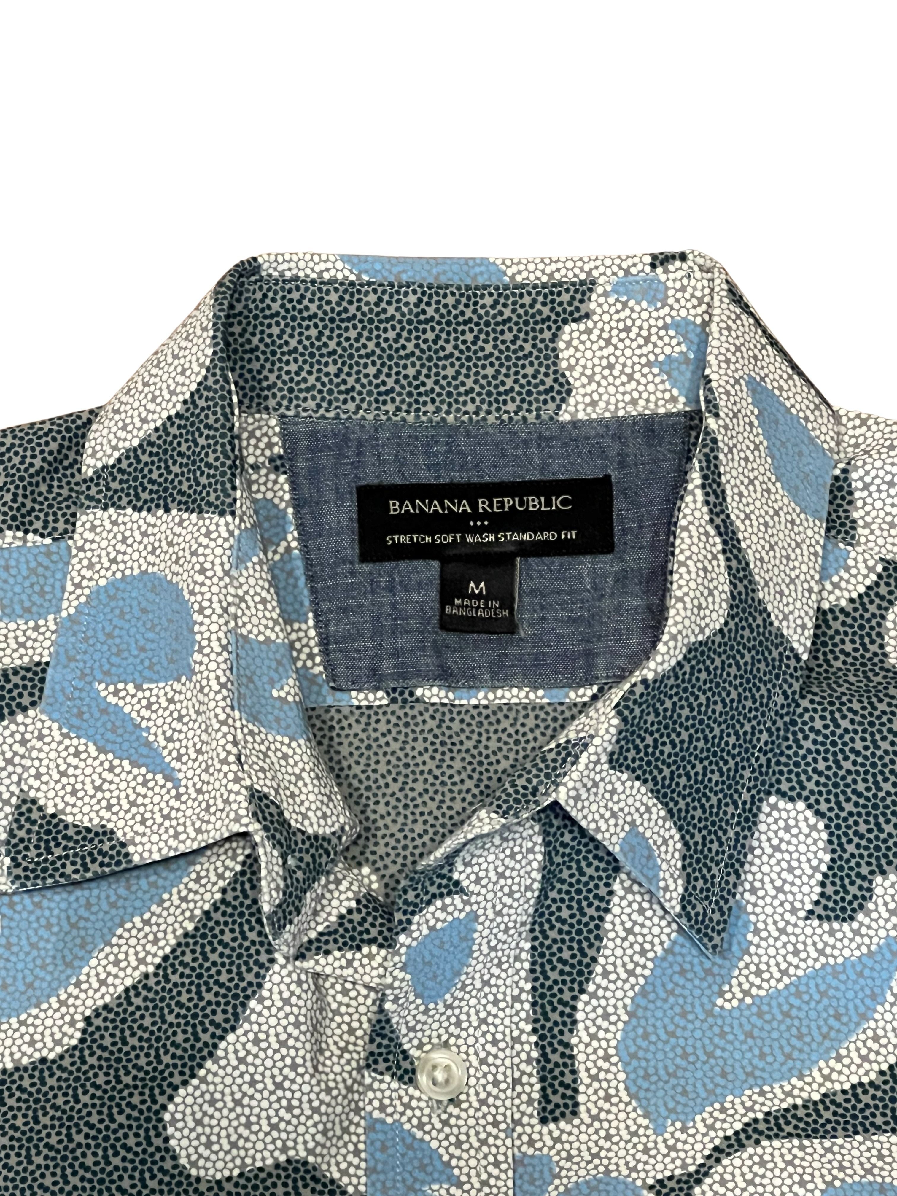 Banana Republic Men's Short Sleeve Button-Up Shirt Blue Floral Size M
