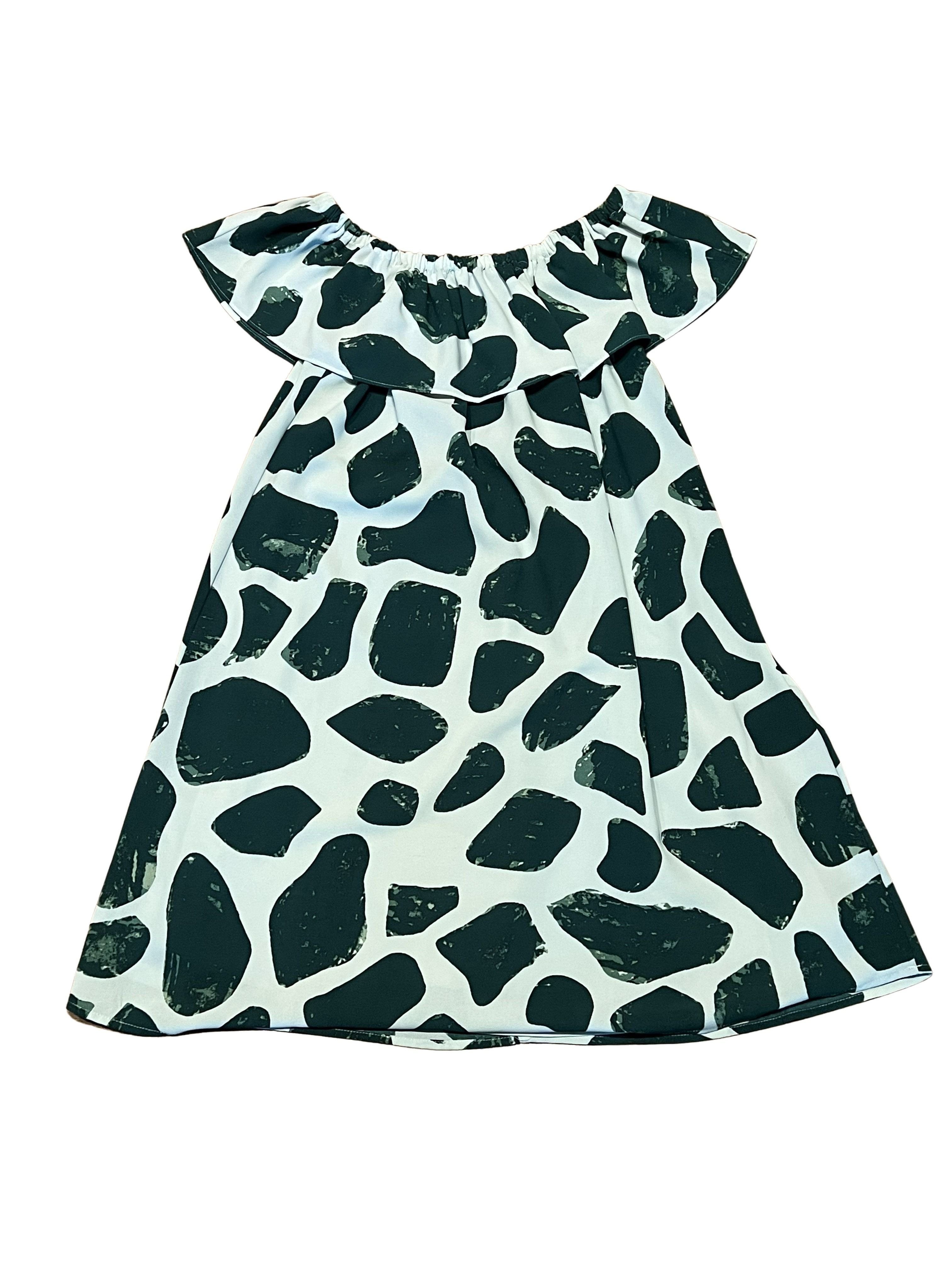 Nine West Green & White Giraffe Print Flutter Sleeve Dress XS