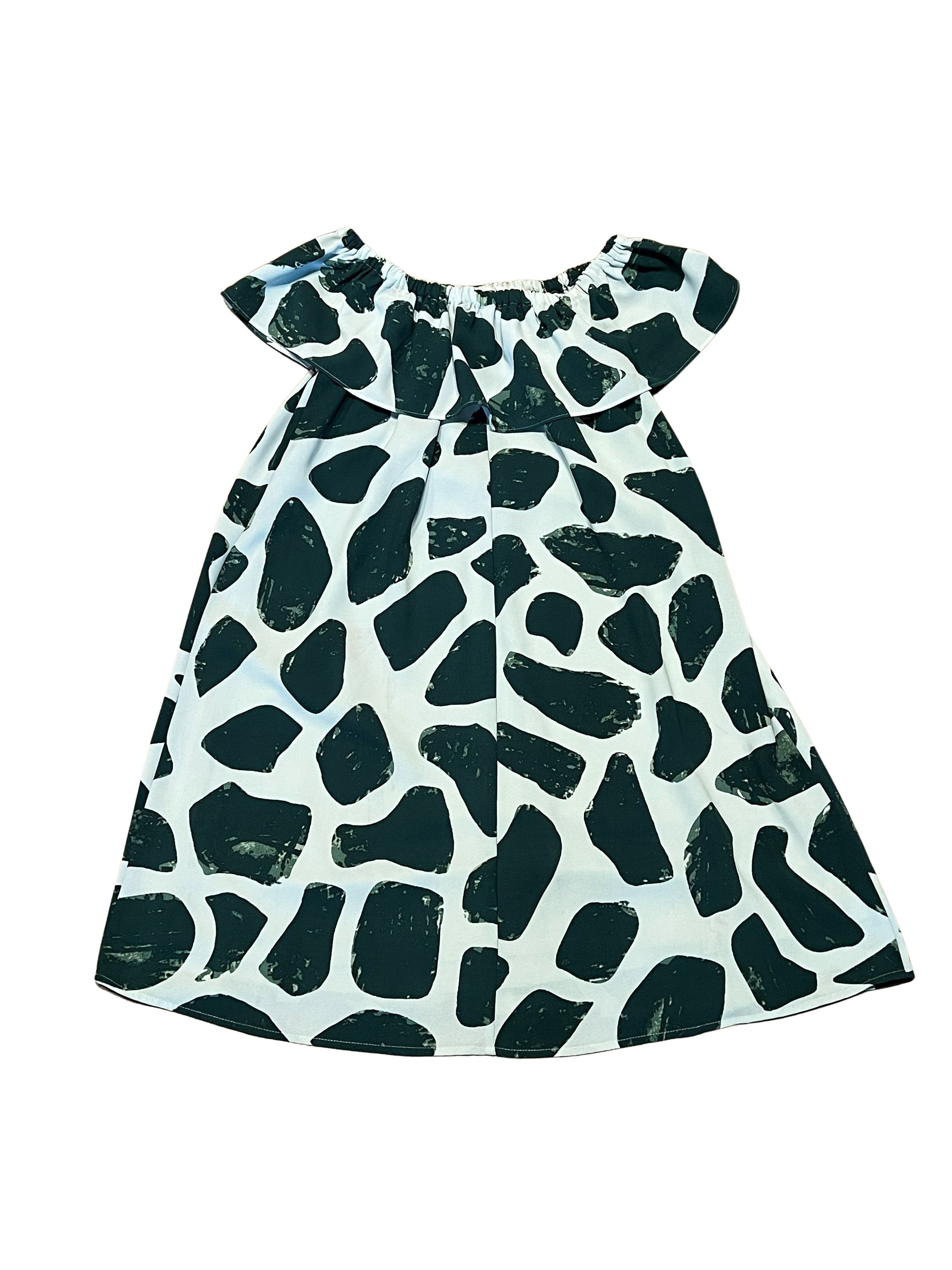 Nine West Green & White Giraffe Print Flutter Sleeve Dress XS